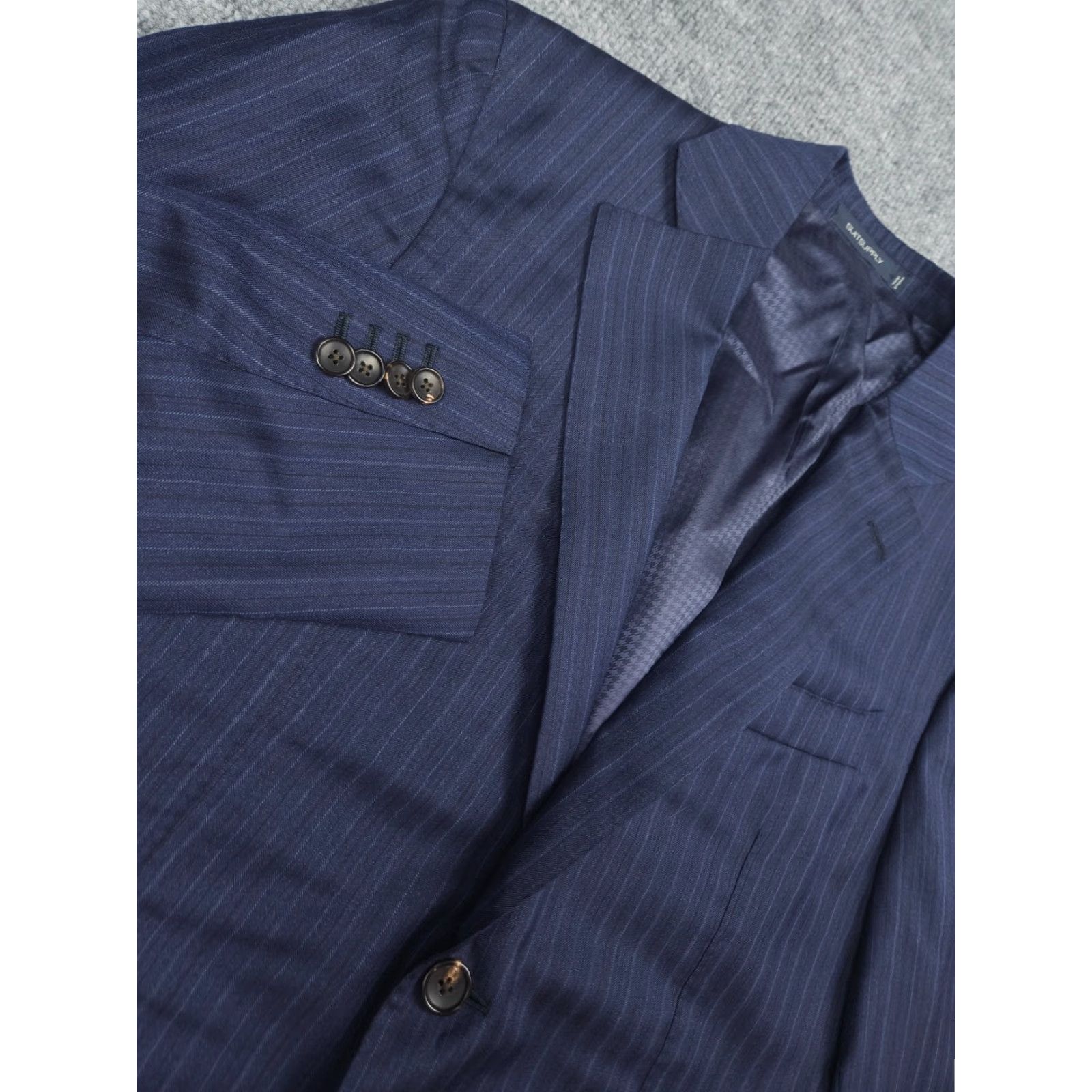 Suitsupply Suitsupply La Spalla Blazer Jacket Men 40 Blue Wool Striped Super 130s Two-Button Double-Vented Regular Jacket Mens Size 40R - 2 Thumbnail