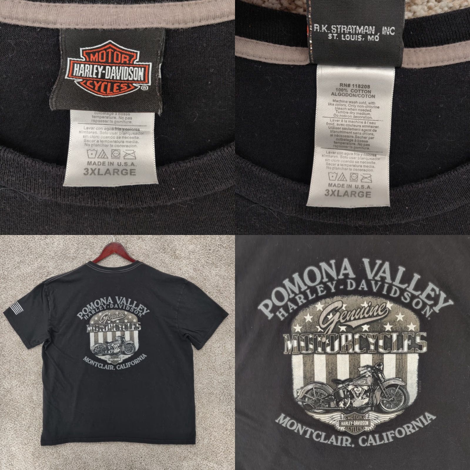 Harley Davidson Harley-Davidson T Shirt Men 3XL Black Cotton USA American Tradition Logo Graphic Print Short Sleeve Crew Neck Regular Fit Vintage No Size US XXL / EU 58 / 5 - 8 Thumbnail