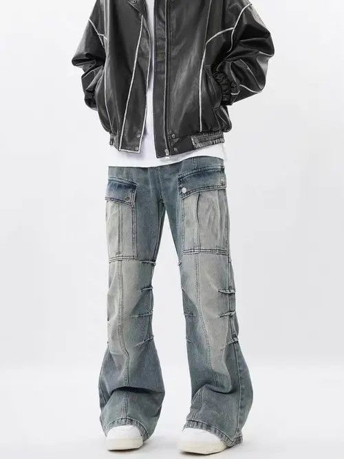 VIBE Retro Heavy Duty Washed Multi-Pocket Cargo Jeans Size US 32 / EU 48 - 5 Thumbnail