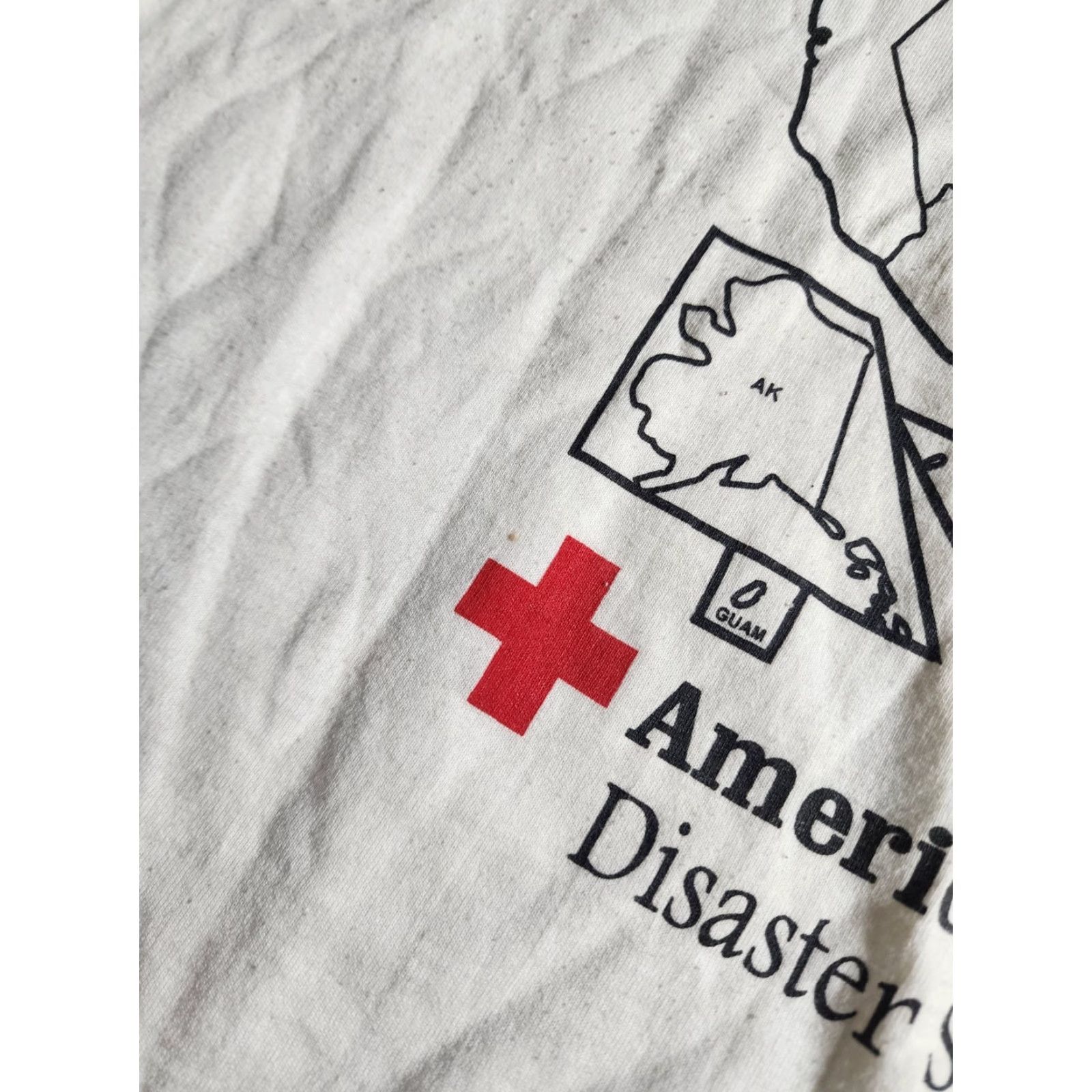Fruit Of The Loom VINTAGE Fruit of the Loom T-Shirt Mens L 90s Beige Crew Neck Short Sleeve I Was There Disaster Relief American Red Cross Thrashed Size US L / EU 52-54 / 3 - 5 Thumbnail