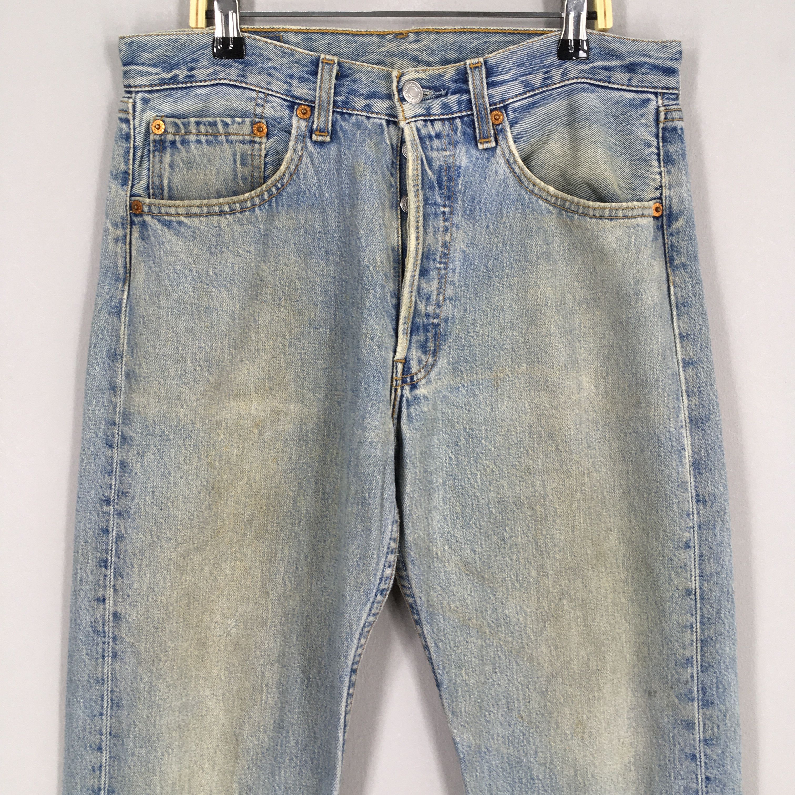 Levi's Size 31x33 Vintage 90s Levi's 501 Faded Blue Jeans S1489 Size US 31 - 2 Thumbnail