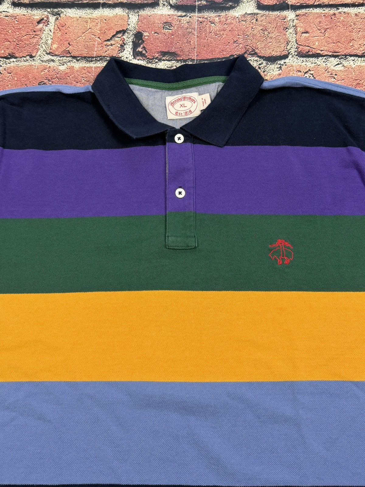 Brooks Brothers Brooks Brothers Long Sleeve Polo Striped Color-Block Rugby Size US XL / EU 56 / 4 - 7 Thumbnail