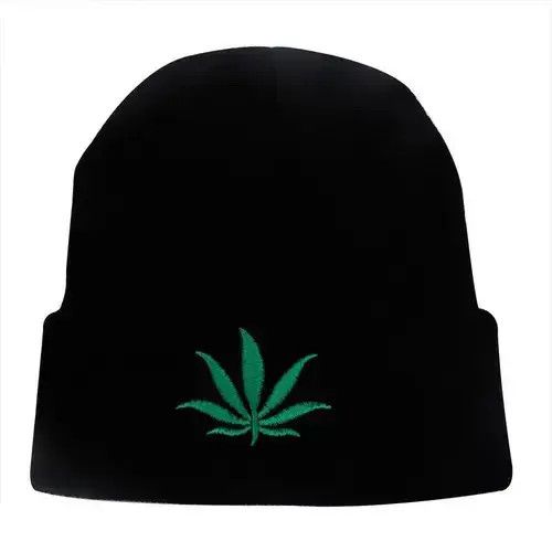 Other Black Color Weed Leaf Beanie Hat Size ONE SIZE - 2 Thumbnail