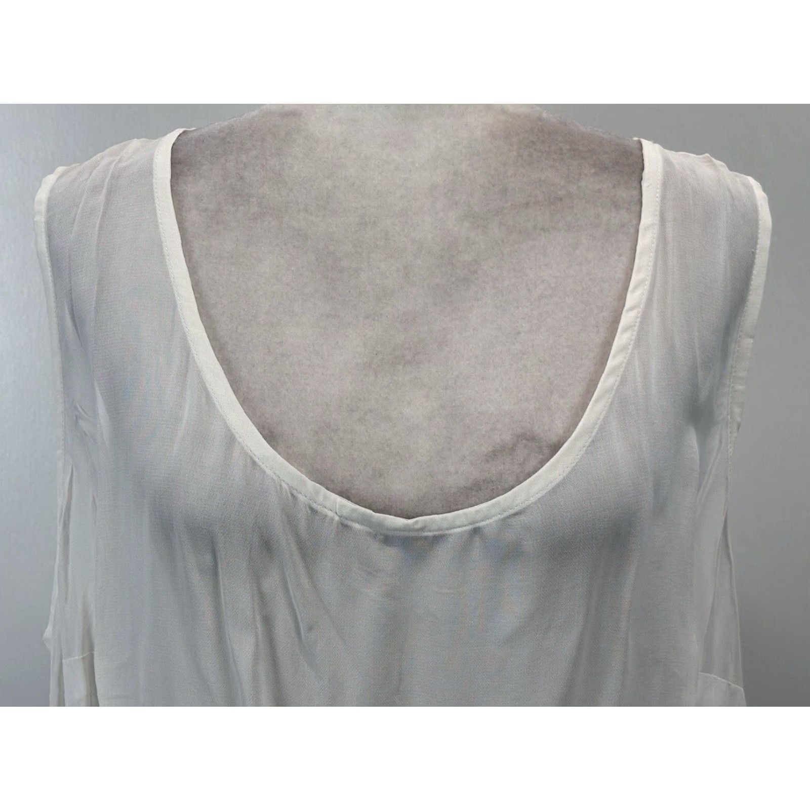 Vintage VINTAGE Carole Little Plus Tank Top 3X Ivory Semi-Sheer Camisole Shell Business Womens Size XXL / US 16-18 / IT 52-54 - 5 Thumbnail