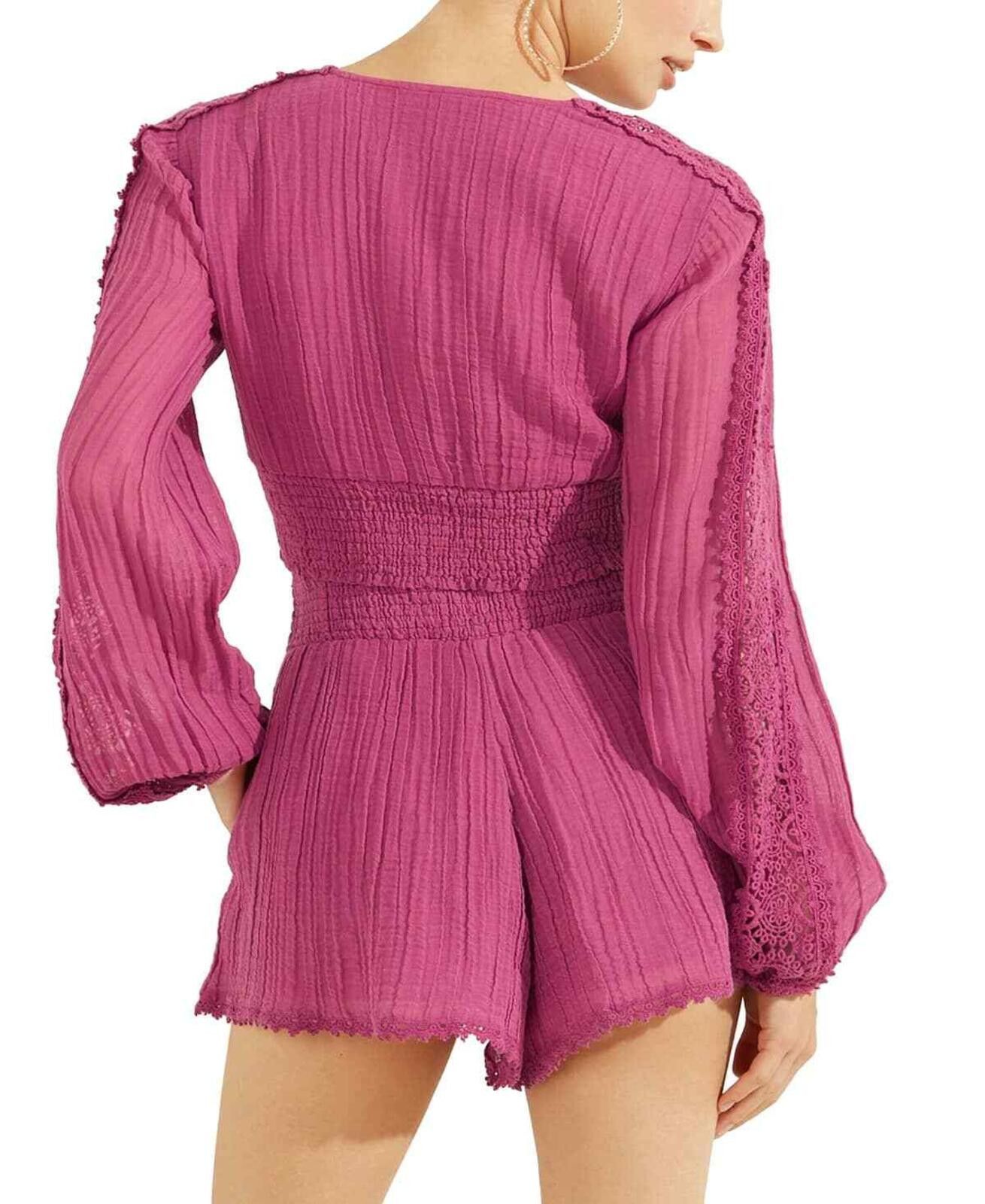 Guess Guess Women's Purple Abigail Gauze Crop Top - XS - Purple Size XS / US 0-2 / IT 36-38 - 2 Thumbnail