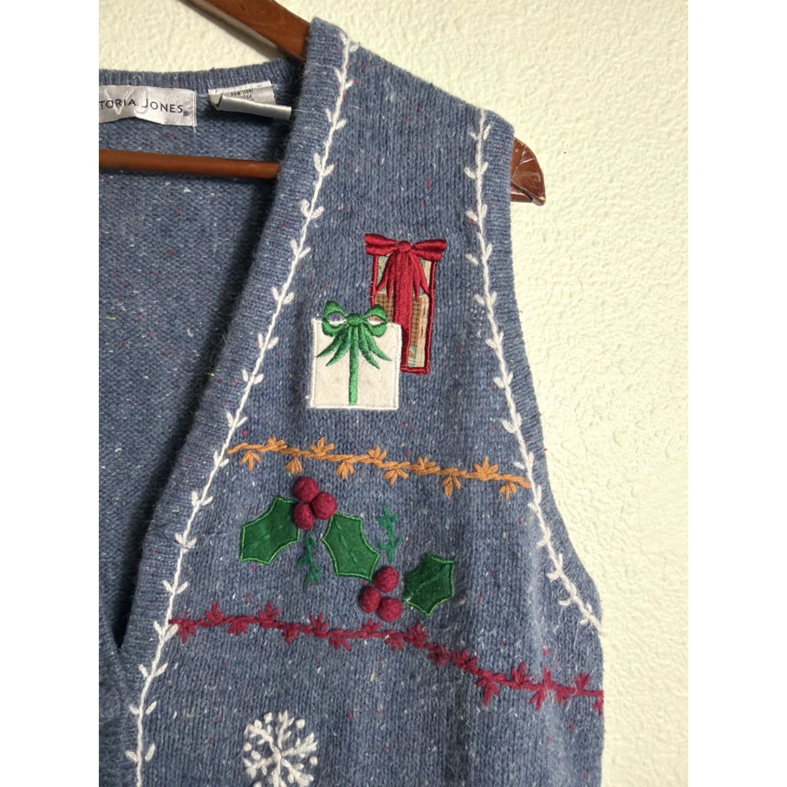 Vintage VINTAGE Victoria Jones Snowman Wool Button XL Blue Vest Sweater Womens Size XL / US 12-14 / IT 48-50 - 5 Thumbnail