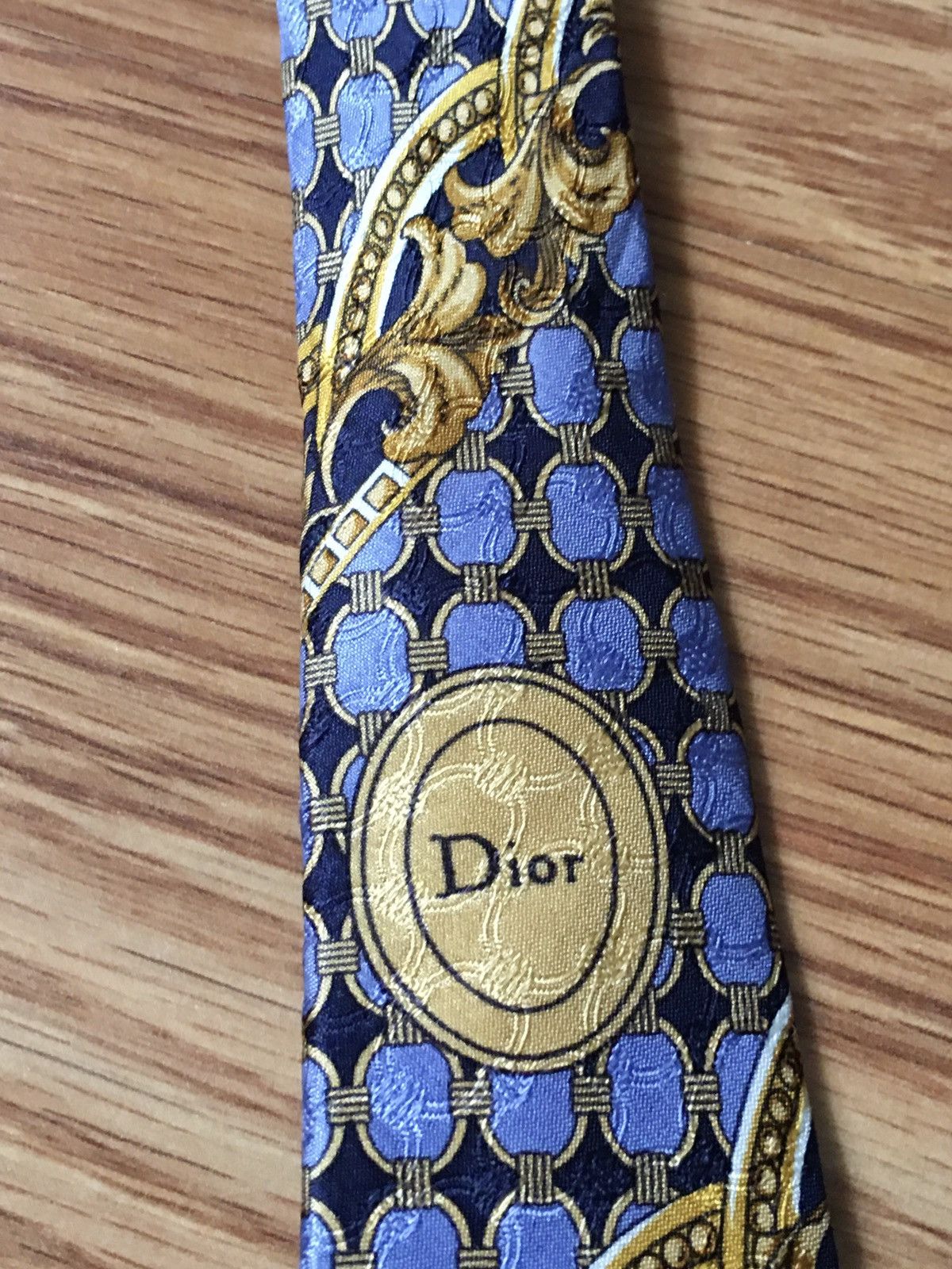 Christian Dior Monsieur Christian Dior Blue Vintage Jacquard Silk Mens Neck Tie Size ONE SIZE - 6 Thumbnail