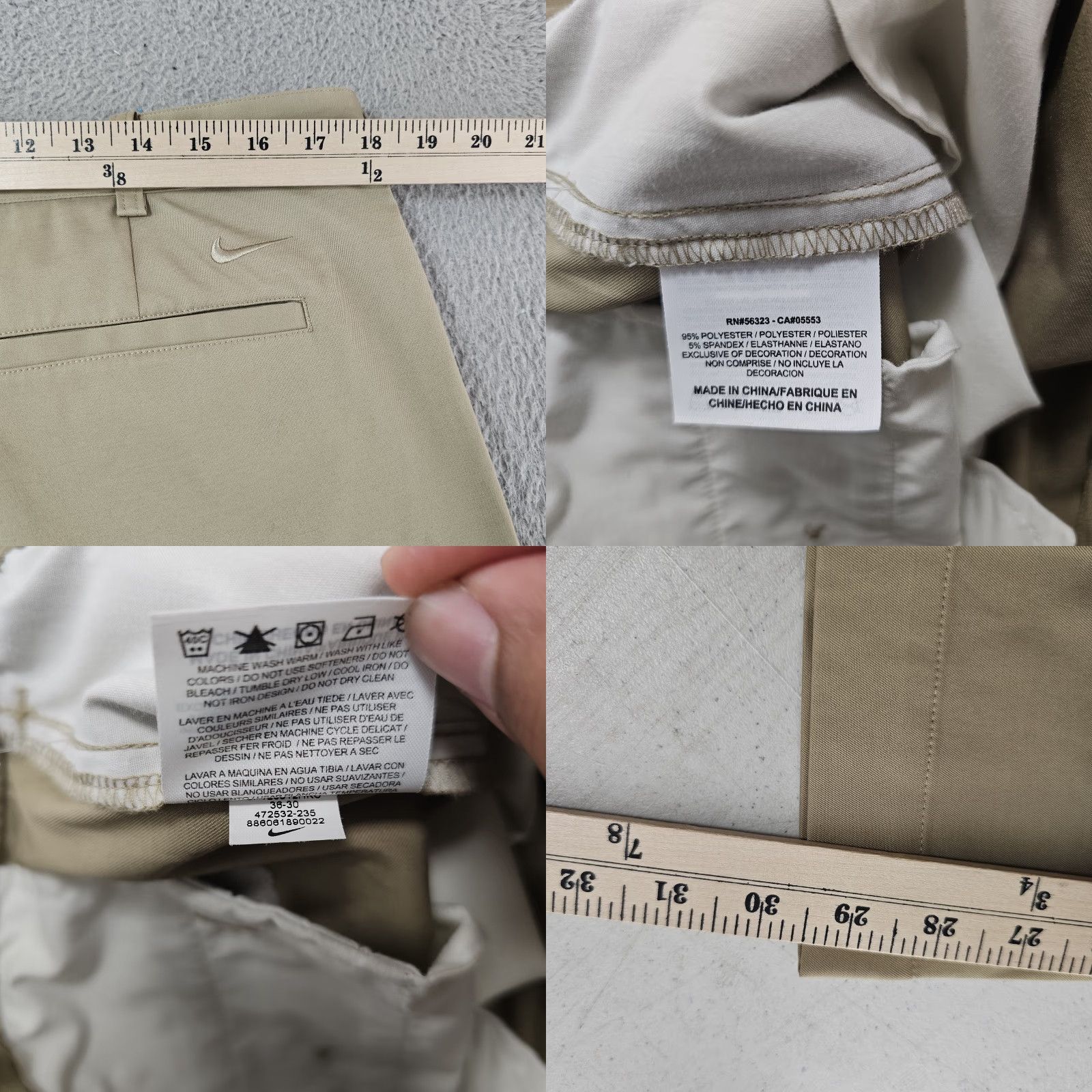 Nike Nike Golf Dri-Fit Pants Mens 36x30 Khaki Beige Performance Lightweight Stretch Moisture-Wicking Pockets Logo Casual Business Travel Workwear Pants Size US 36 / EU 52 - 8 Thumbnail