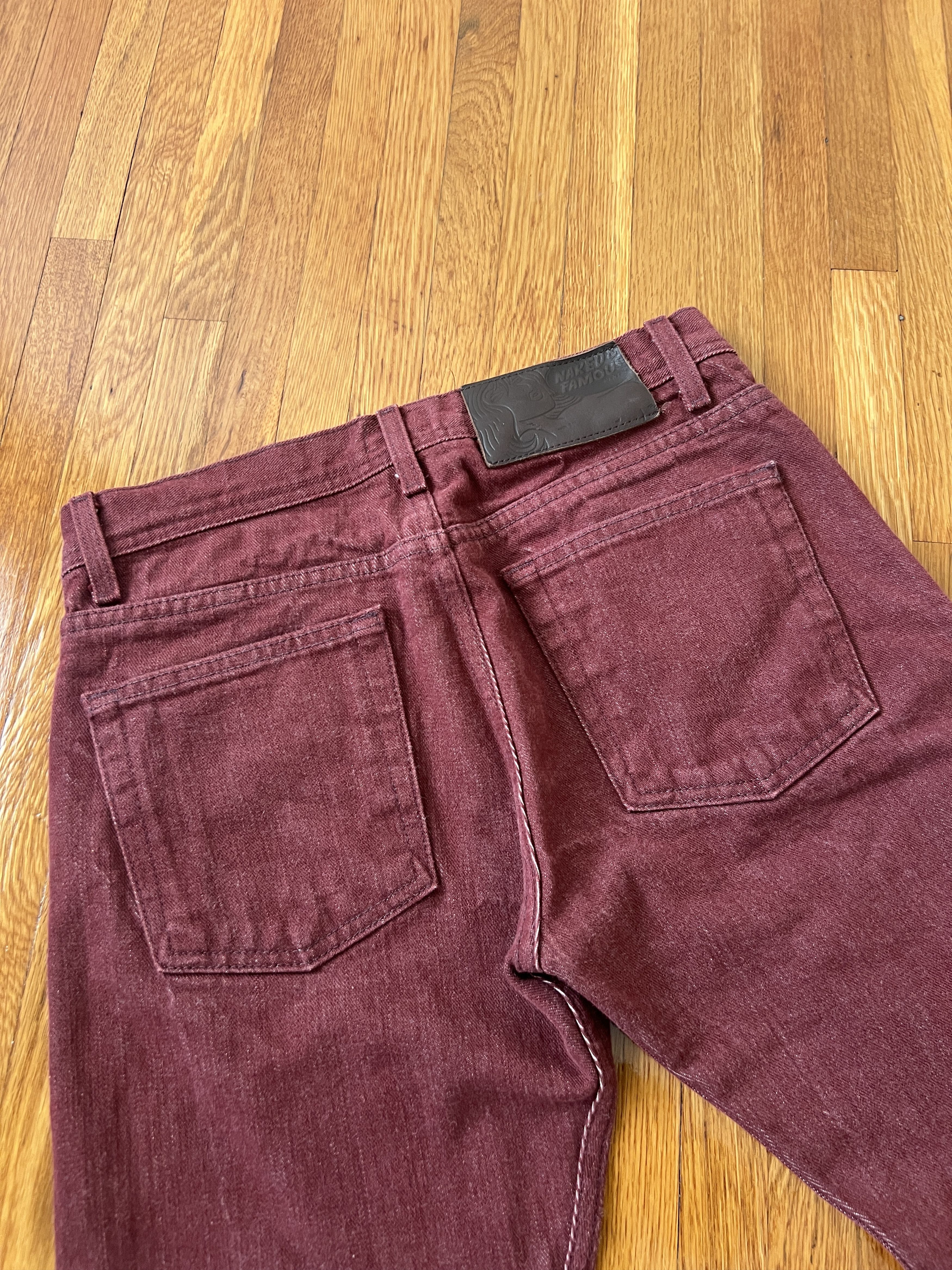 Naked & Famous Pomegranate Selvedge Weird Guy Button-Fly Jeans - 29x27 Size US 29 - 4 Thumbnail