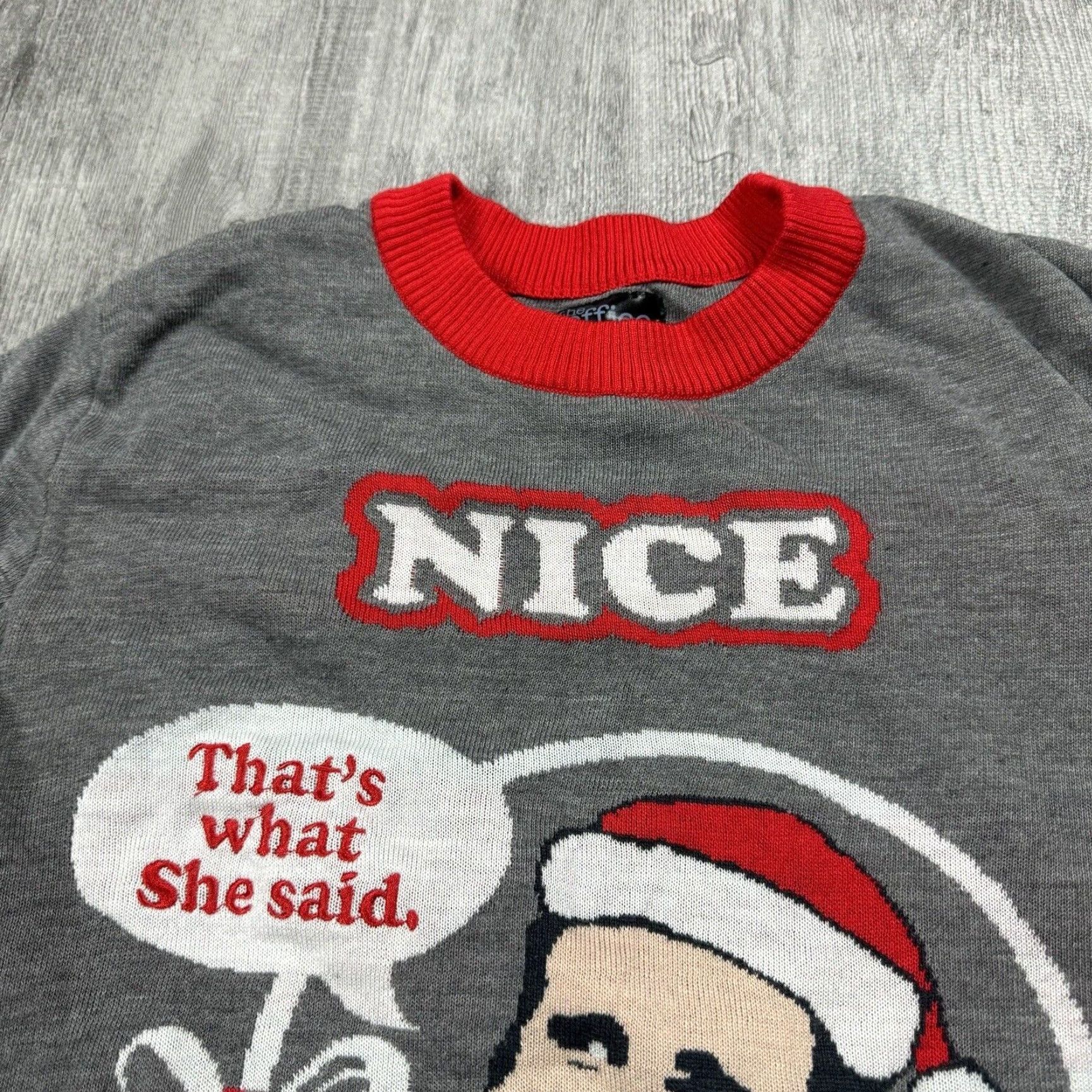 Vintage TIPSYELVES THE OFFICE UGLY CHRISTMAS SWEATER KNIT NICE PACKAGE ADULT 2XL Red Graphic Print Santa THATS WHAT SHE SAID Size XXL / US 16-18 / IT 52-54 - 2 Thumbnail