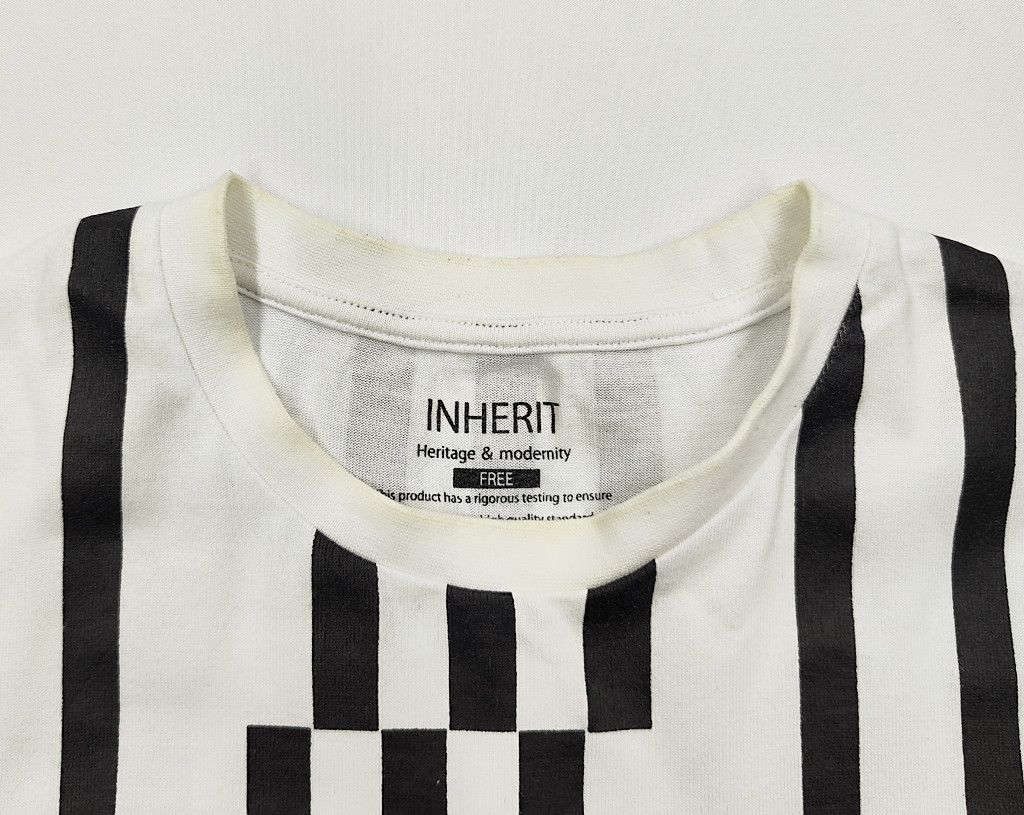Japanese Brand INHERIT white black stripes free size tshirt Size US XL / EU 56 / 4 - 3 Thumbnail