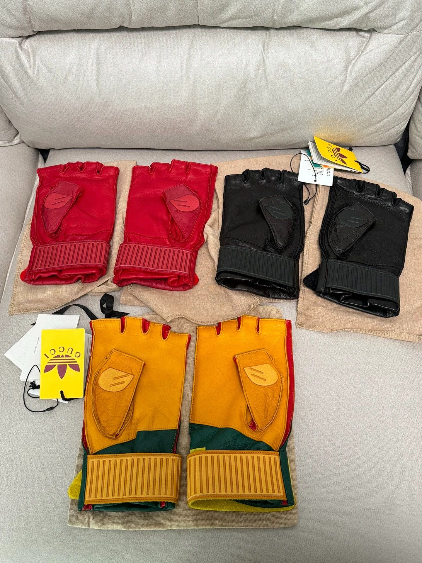 Adidas Gucci x adidas moto leather gloves yellow-green 8.5 Size ONE SIZE - 8 Thumbnail