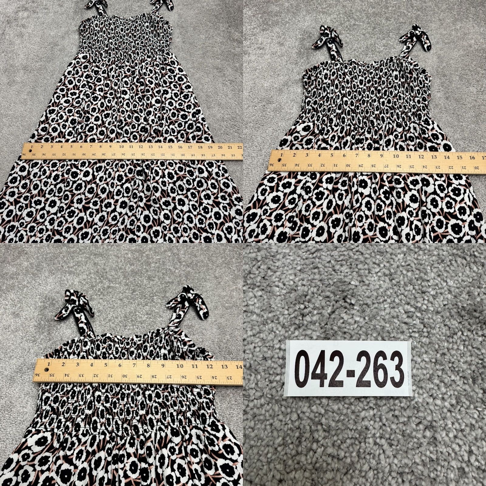 Diane von Furstenberg Diane von Furstenberg DVF Floral Smocked Midi Dress Womens L White Black Multicolor Sleeveless Straps A-Line, Fit & Flare Holiday, Bohemian, Flower Size L / US 10 / IT 46 - 9 Thumbnail