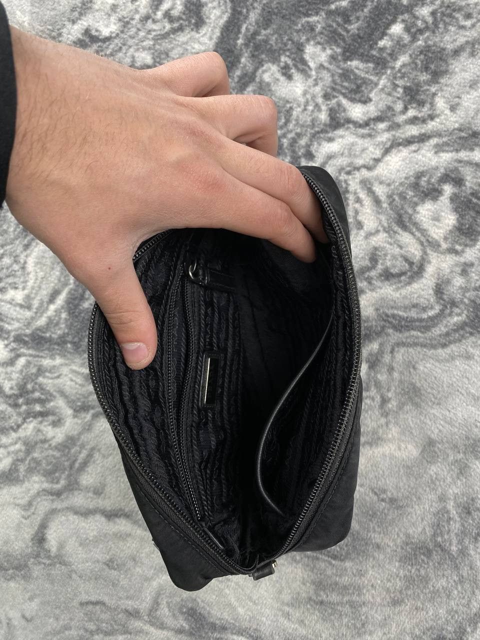 Prada Prada Tessuto Nylon Saffiano Wristlet Mini Bag Women Black Size ONE SIZE - 11 Thumbnail