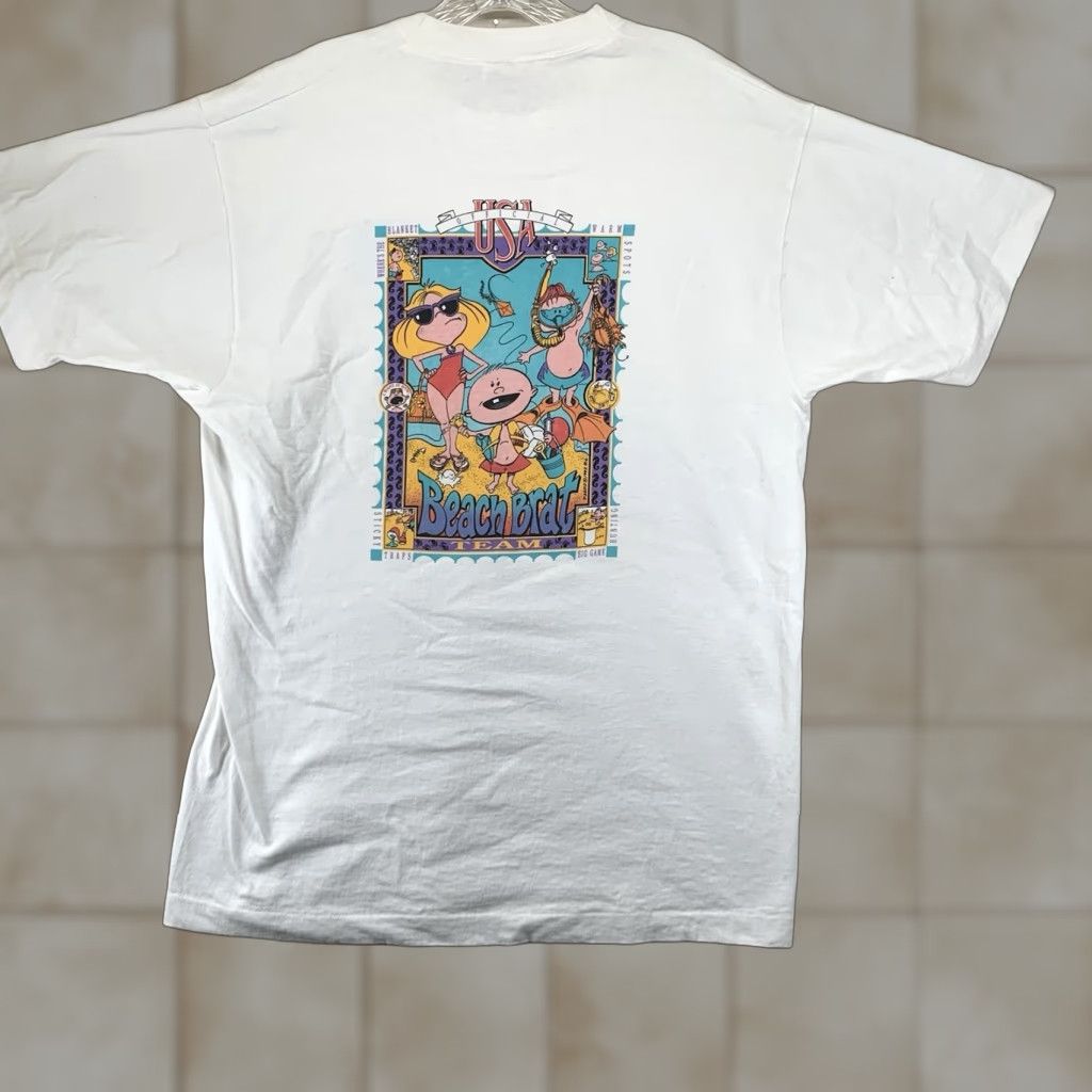 Fruit Of The Loom VINTAGE 1992 Fruit of the Loom Beach T-Shirt Mens XL Double-Sided Graphic Beach Brat Humor Retro White Size US XL / EU 56 / 4 - 1 Thumbnail