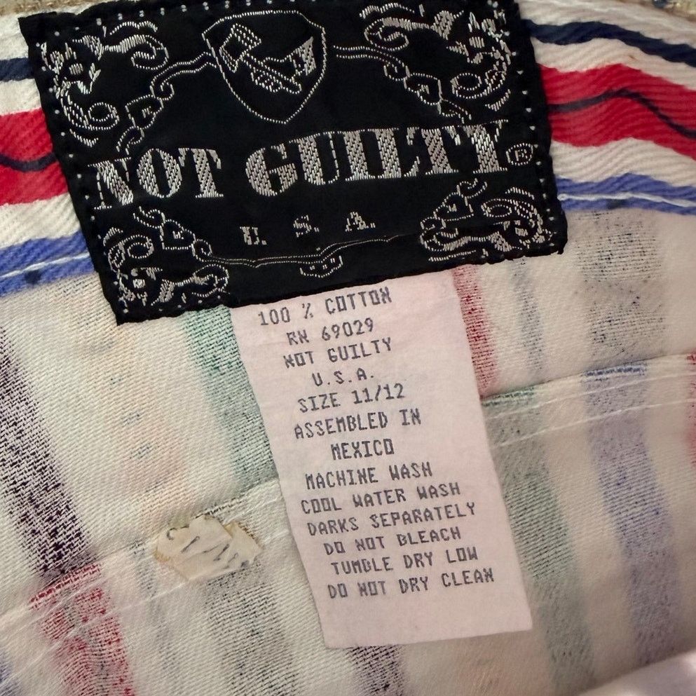 Other Vintage Not Guilty Striped Printed Jean Shorts Sz 11/12 Size 27" / US 4 / IT 40 - 4 Thumbnail