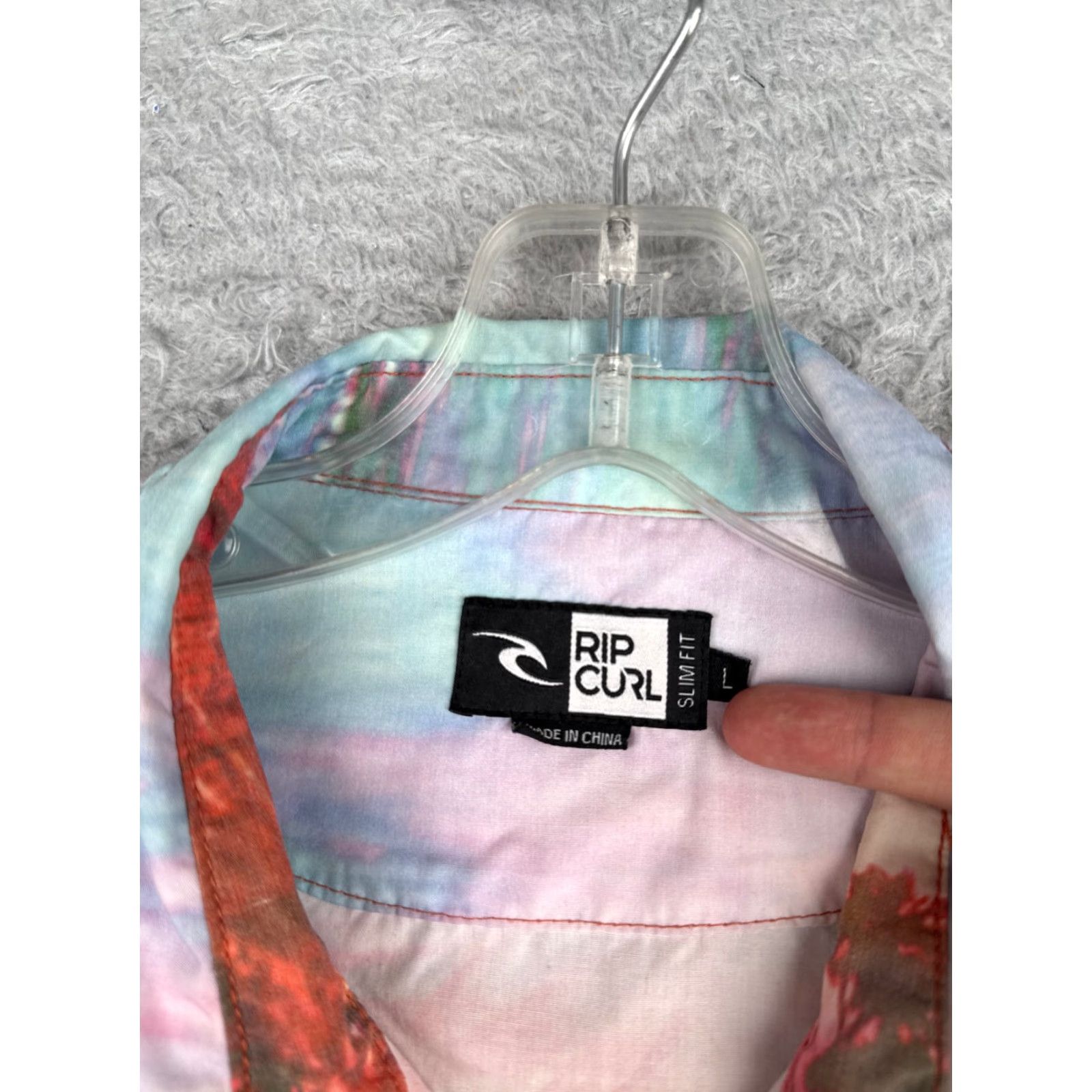 Rip Curl VINTAGE RIP CURL Shirt Men L Blue Floral Hawaiian Slim Cotton Blend Button-Up Short Sleeve Size US L / EU 52-54 / 3 - 7 Thumbnail