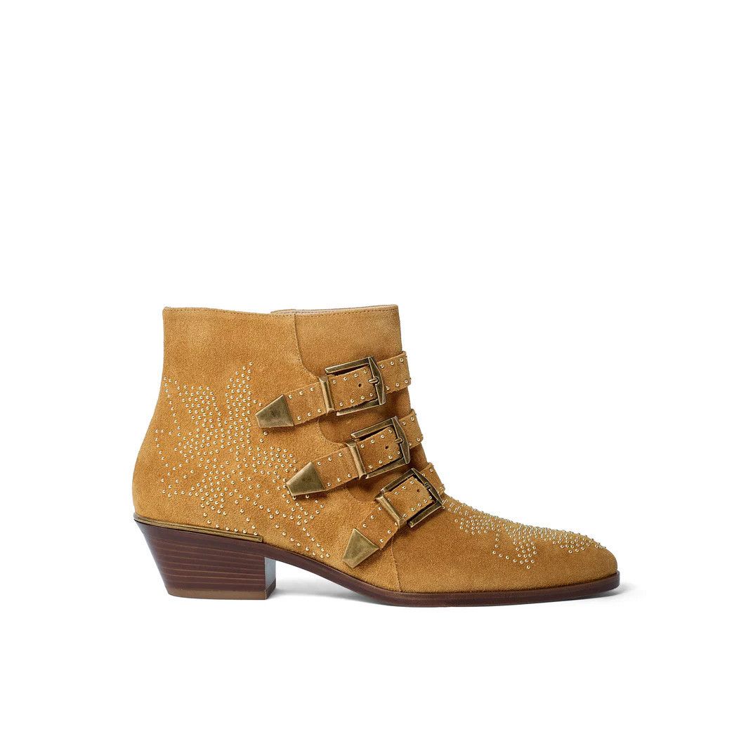 CHLOE Susanna Sunny Brown Suede Ankle Boots New & Authentic