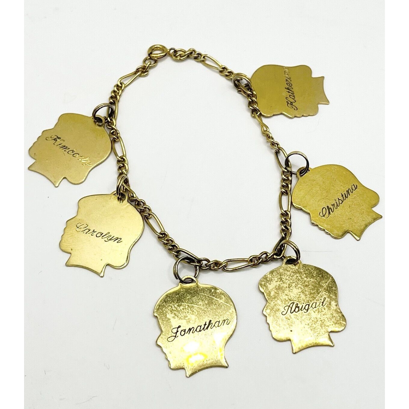 Vintage Vintage Family Children Names Gold Tone Charm Bracelet Size ONE SIZE - 4 Thumbnail