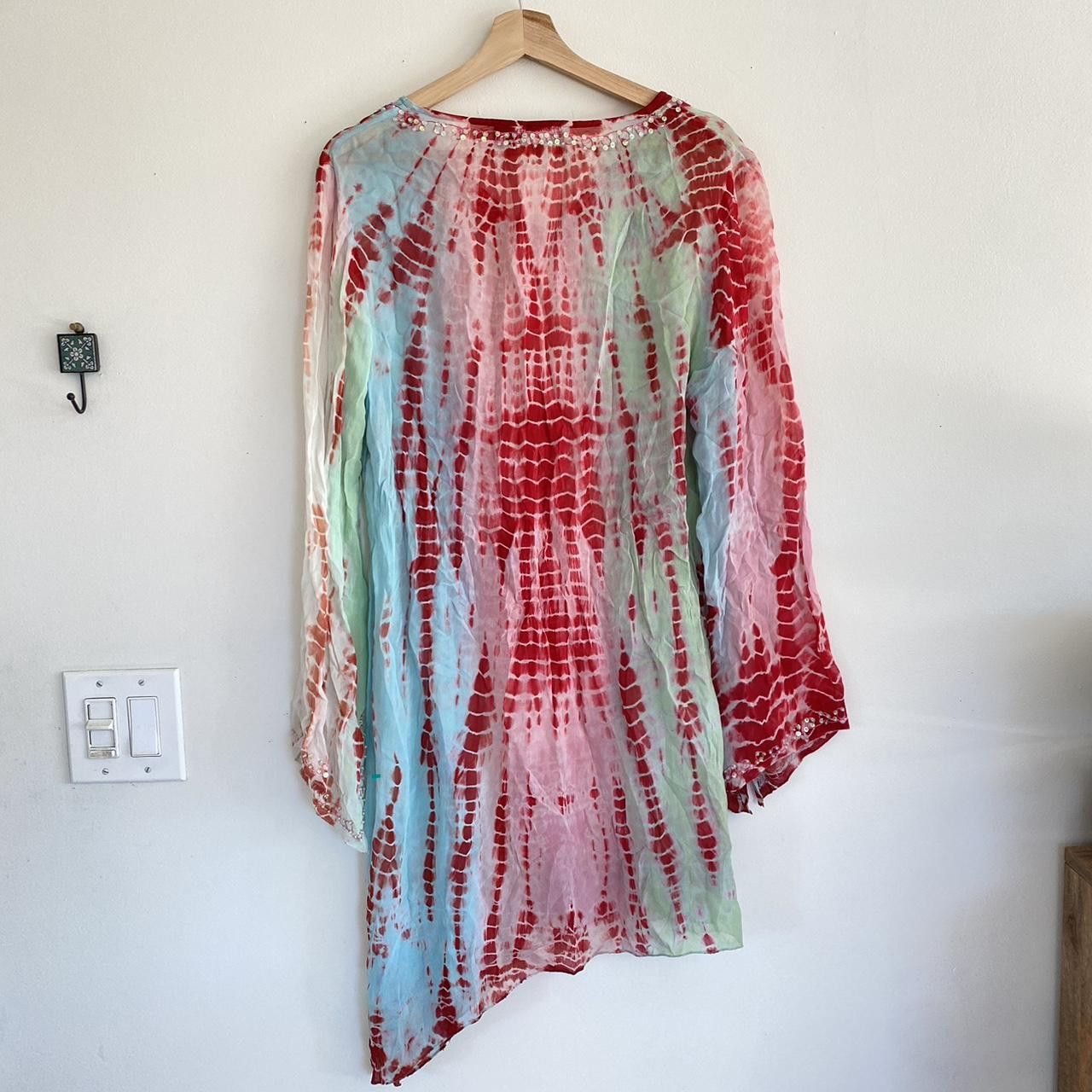Vintage PHOOL PINK BOHO SHEER COVERUP TIE DYE ASYMMETRIC DRESS Size L / US 10 / IT 46 - 8 Thumbnail