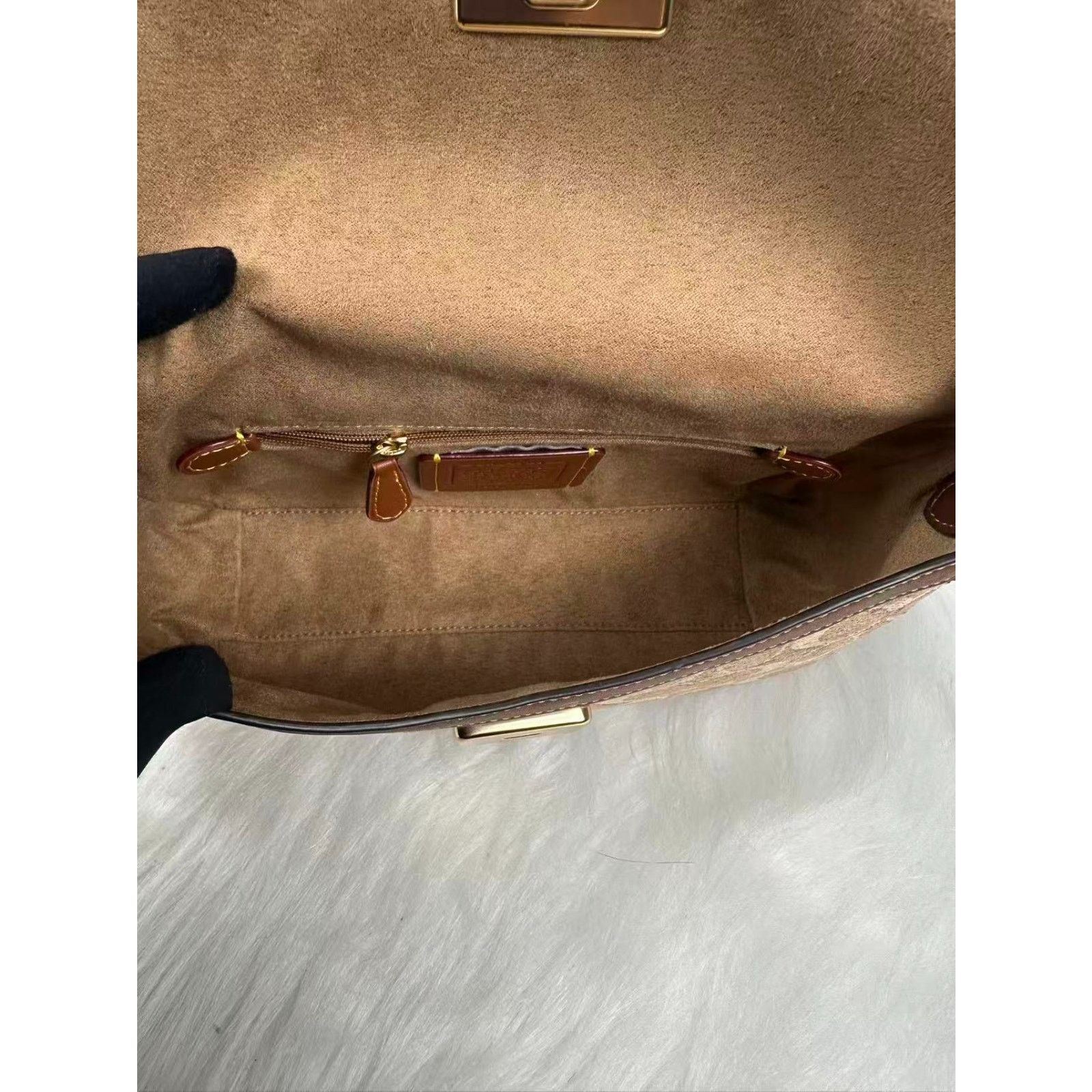 Coach Coach Etta Small Shoulder Sig Chenille Khaki/Vintage Brown Size ONE SIZE - 8 Thumbnail
