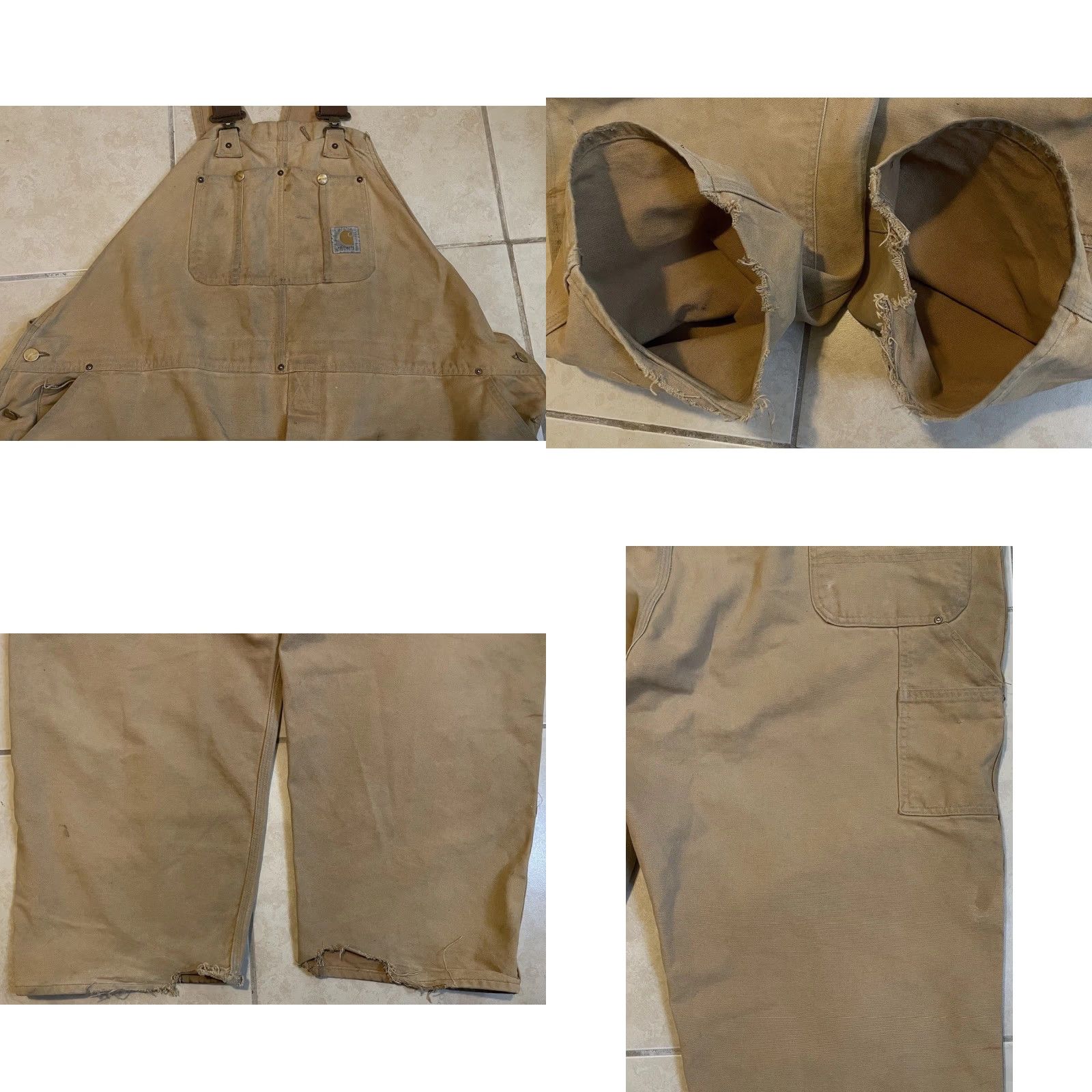 Carhartt Vtg Carhartt Faded Distress Overalls | 52 | Tan | Trucker | Grunge | USA | Vintage Workwear | Double Knee | 80s 90s | Men Size US 36 / EU 52 - 8 Thumbnail
