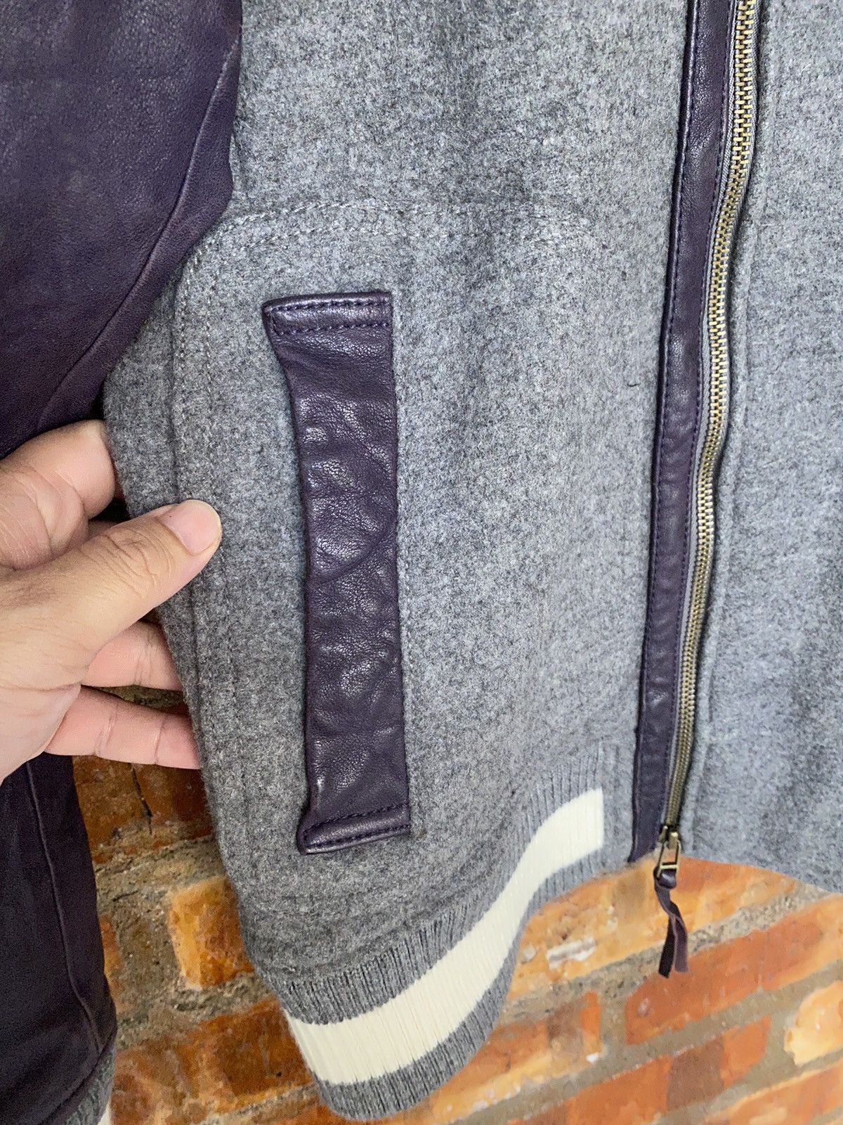Johnbull Leather purple sleeve zipper varsity jacket Size US M / EU 48-50 / 2 - 6 Thumbnail