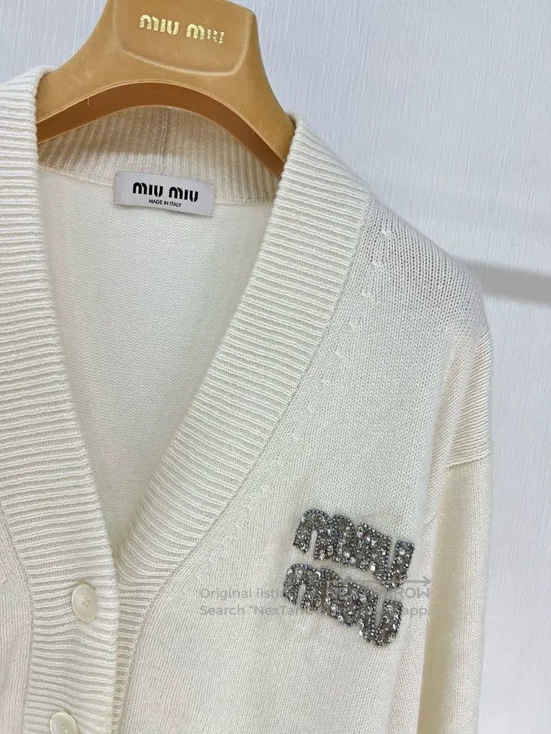 Miu Miu Miu Miu 40 Drill button letter cashmere cardigan coat Size M / US 6-8 / IT 42-44 - 2 Thumbnail
