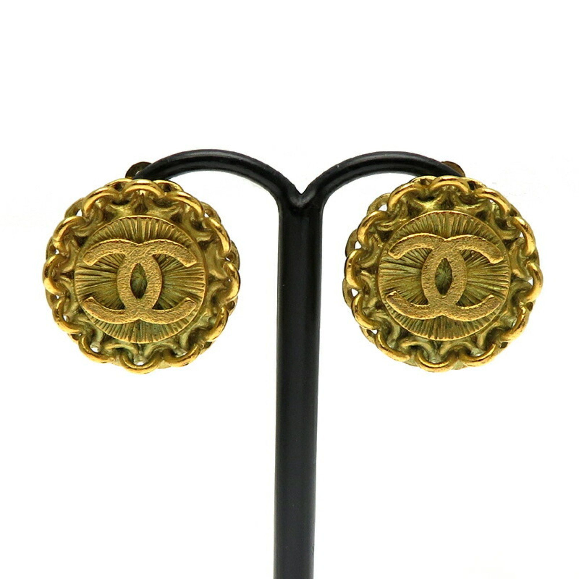 Chanel Chanel Round Coco Sunbeam Women's Earrings GP Size ONE SIZE - 1 Thumbnail