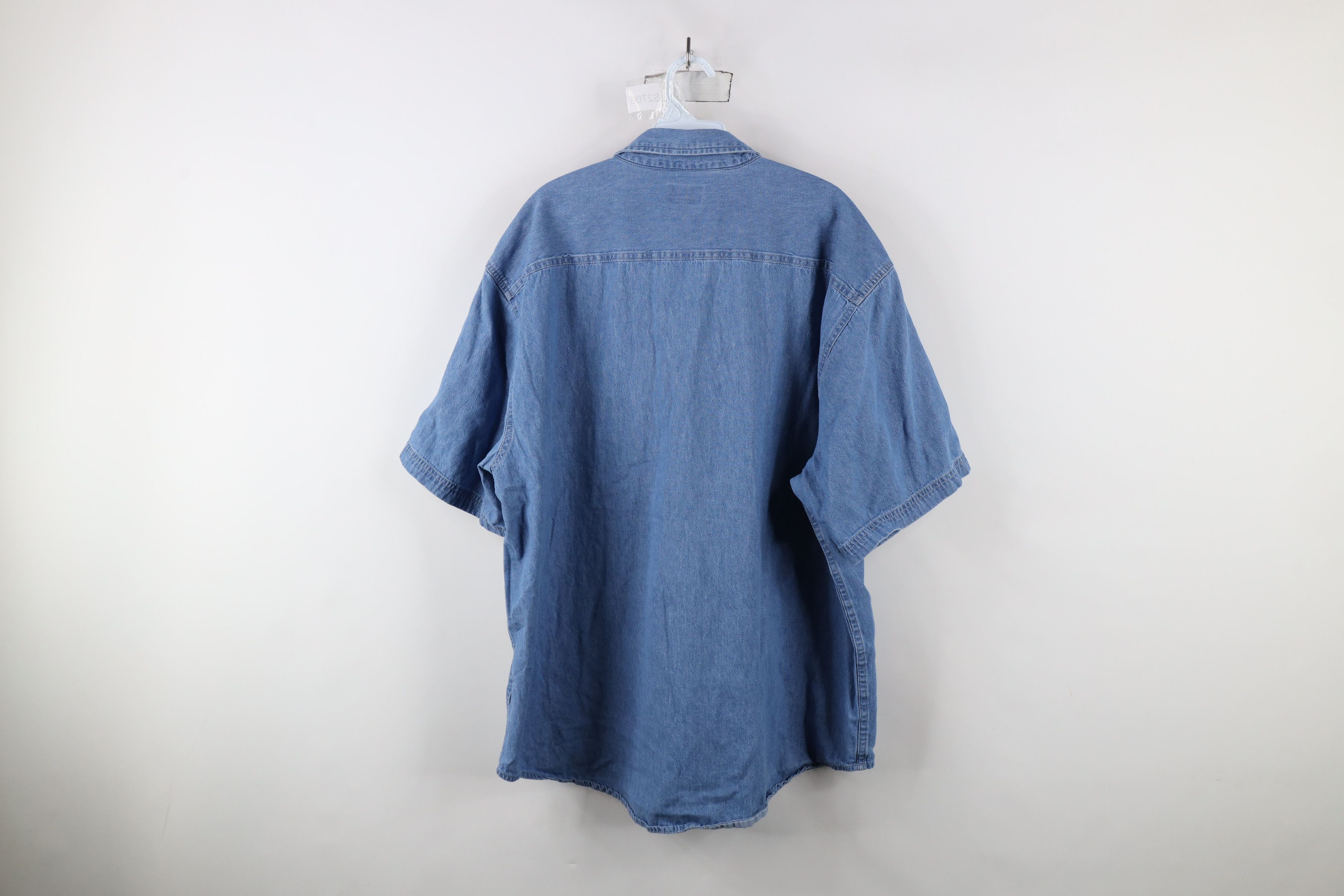 Vintage Vintage 90s Streetwear Short Sleeve Denim Jean Down Shirt Size US XXL / EU 58 / 5 - 8 Thumbnail
