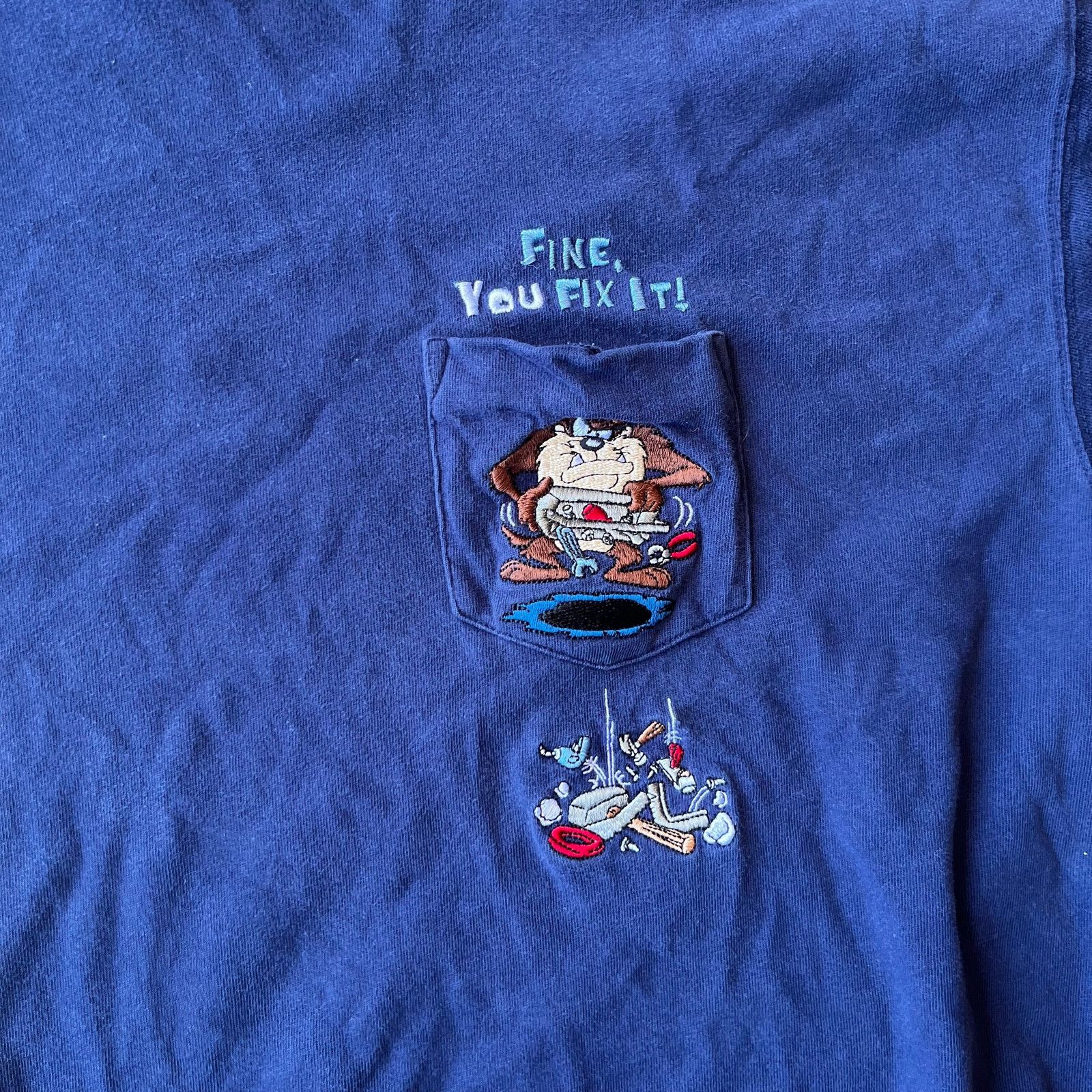 Vintage VINTAGE LOONEY TUNES SHIRT EMBROIDERED POCKET TEE 90S XL Size US XL / EU 56 / 4 - 4 Thumbnail