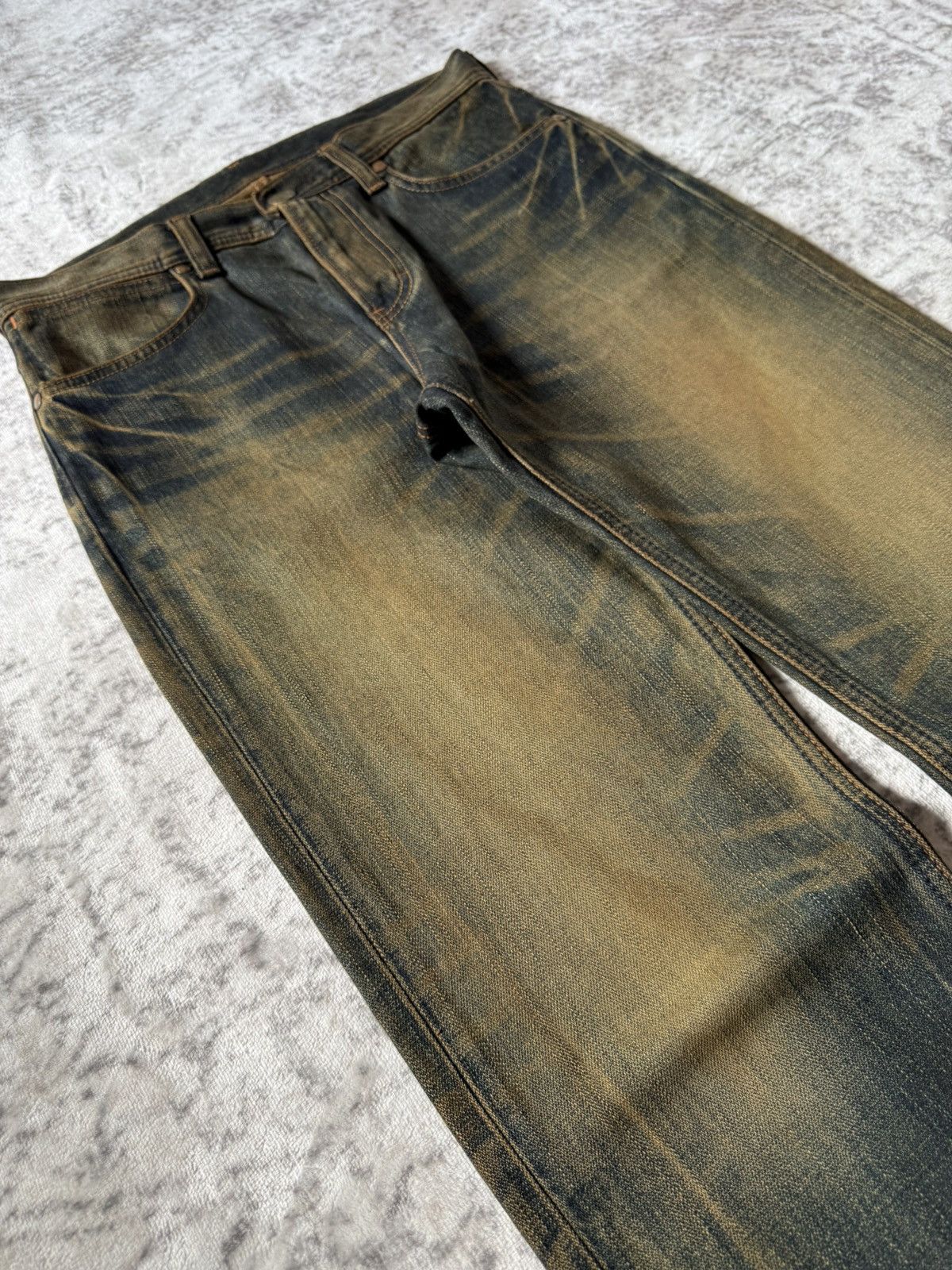 If Six Was Nine 2000s Wrangler Heavy Mud Wash Straight Loose Jeans Size US 30 / EU 46 - 5 Thumbnail