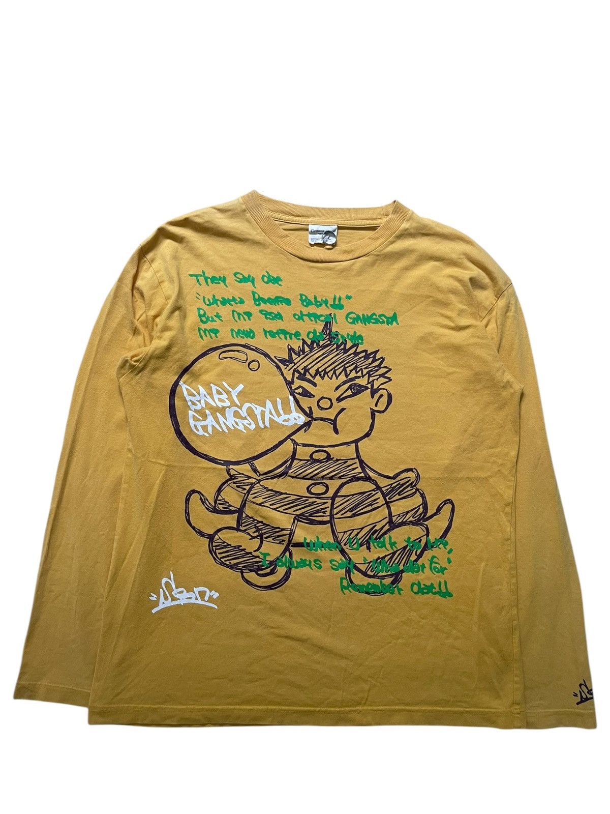 Japanese Brand Y2K Hiphop Grasshither Baby Gangsta Long Sleeve Skate Tee Size US L / EU 52-54 / 3 - 1 Thumbnail