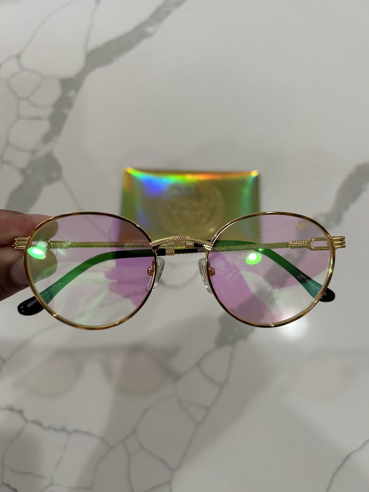 Vintage Frames Company UPSCALE VANDAL X VINTAGE FRAMES YELLOW GOLD & WHITE GOLD SET Size ONE SIZE - 4 Thumbnail