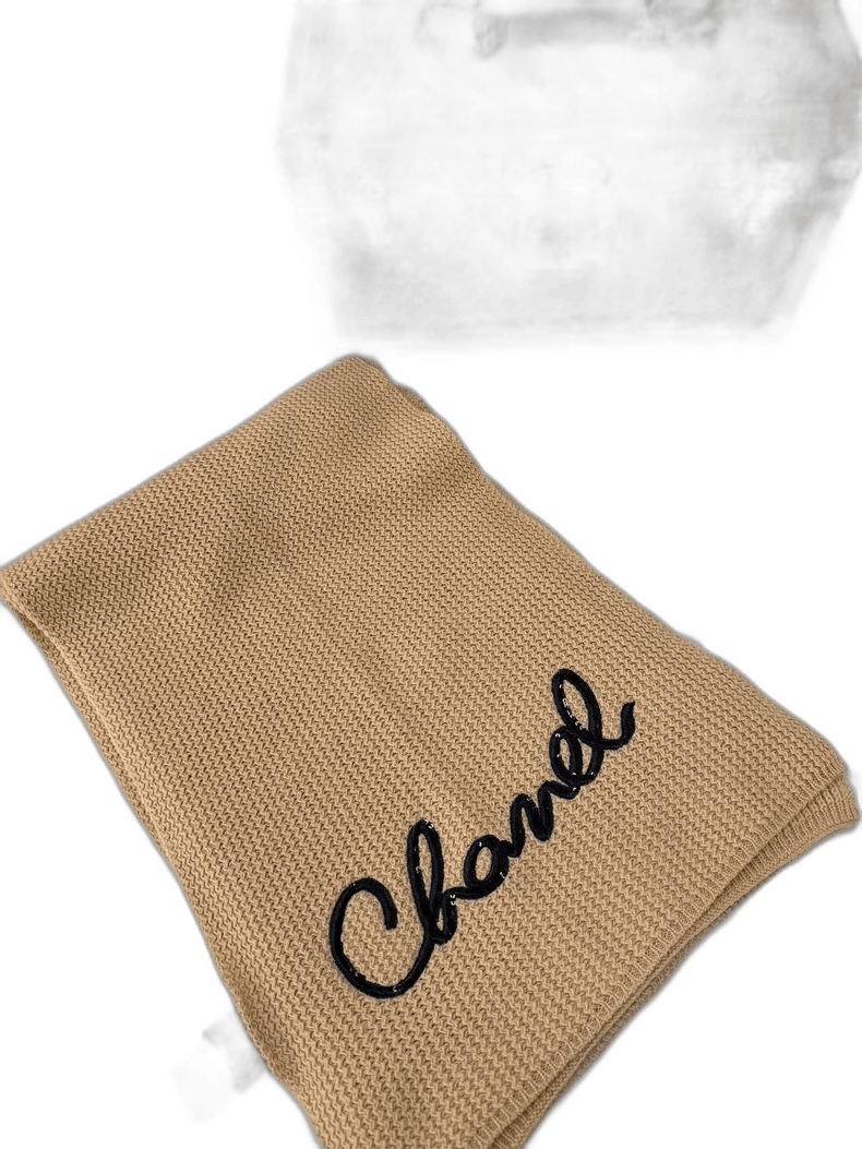 Chanel New Chanel Sequin Letter Scarf in Beige Size ONE SIZE - 1 Thumbnail