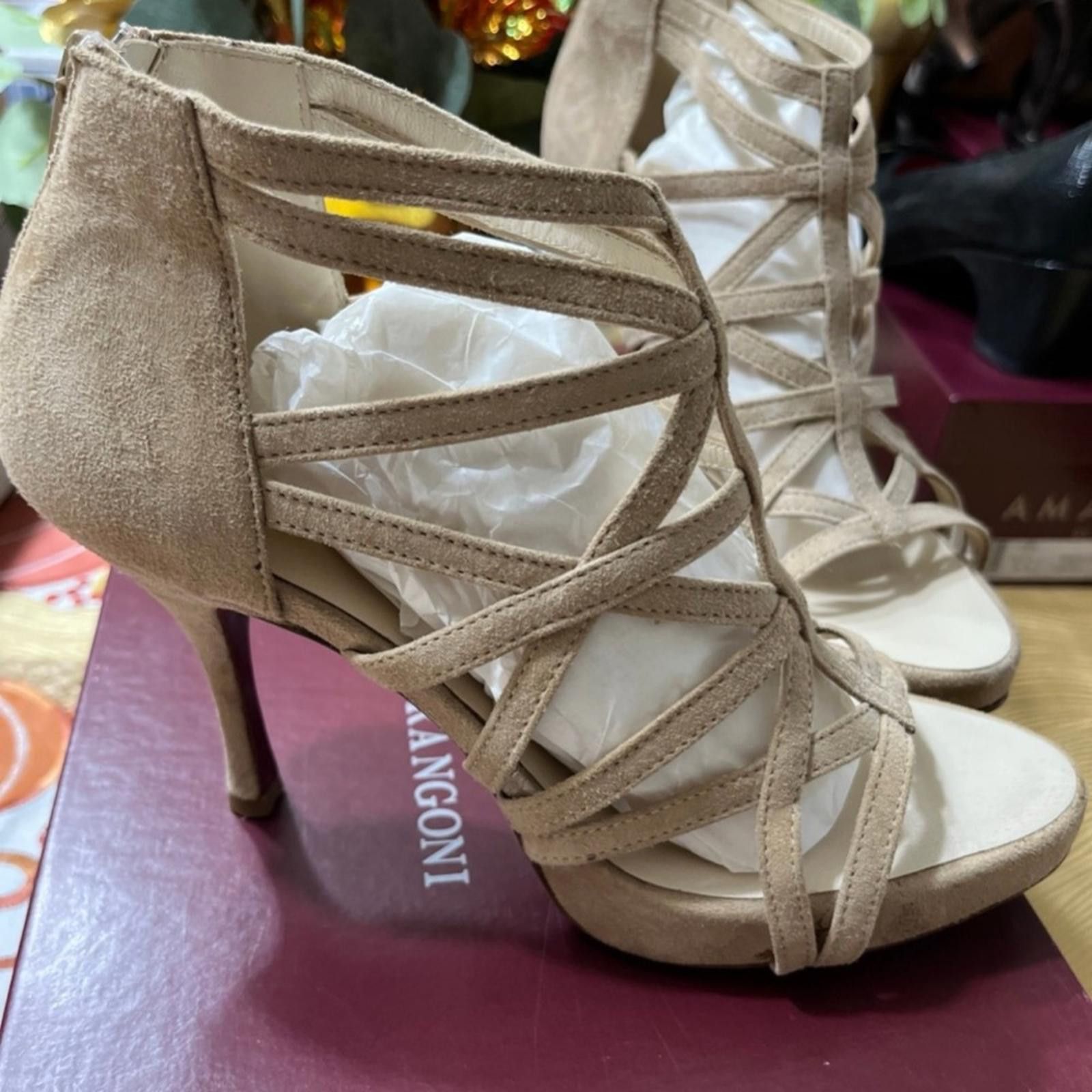 Other Chic Tan Strappy Heels for Women Size US 6 / IT 36 - 2 Thumbnail