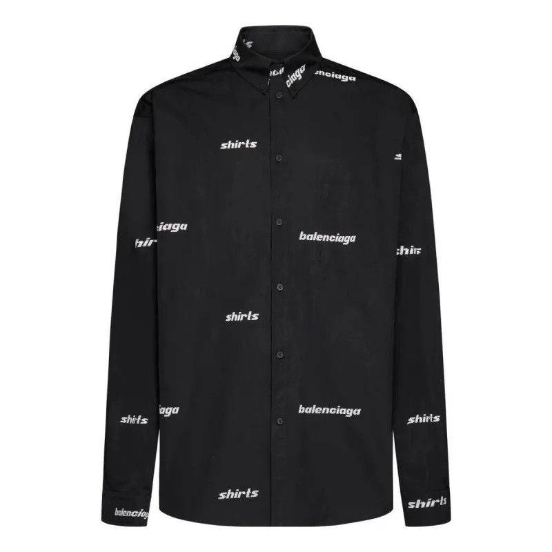 Balenciaga o1bcso1str0425 L/S Large Fit Shirt Allover Poplin Black Size US S / EU 44-46 / 1 - 1 Thumbnail