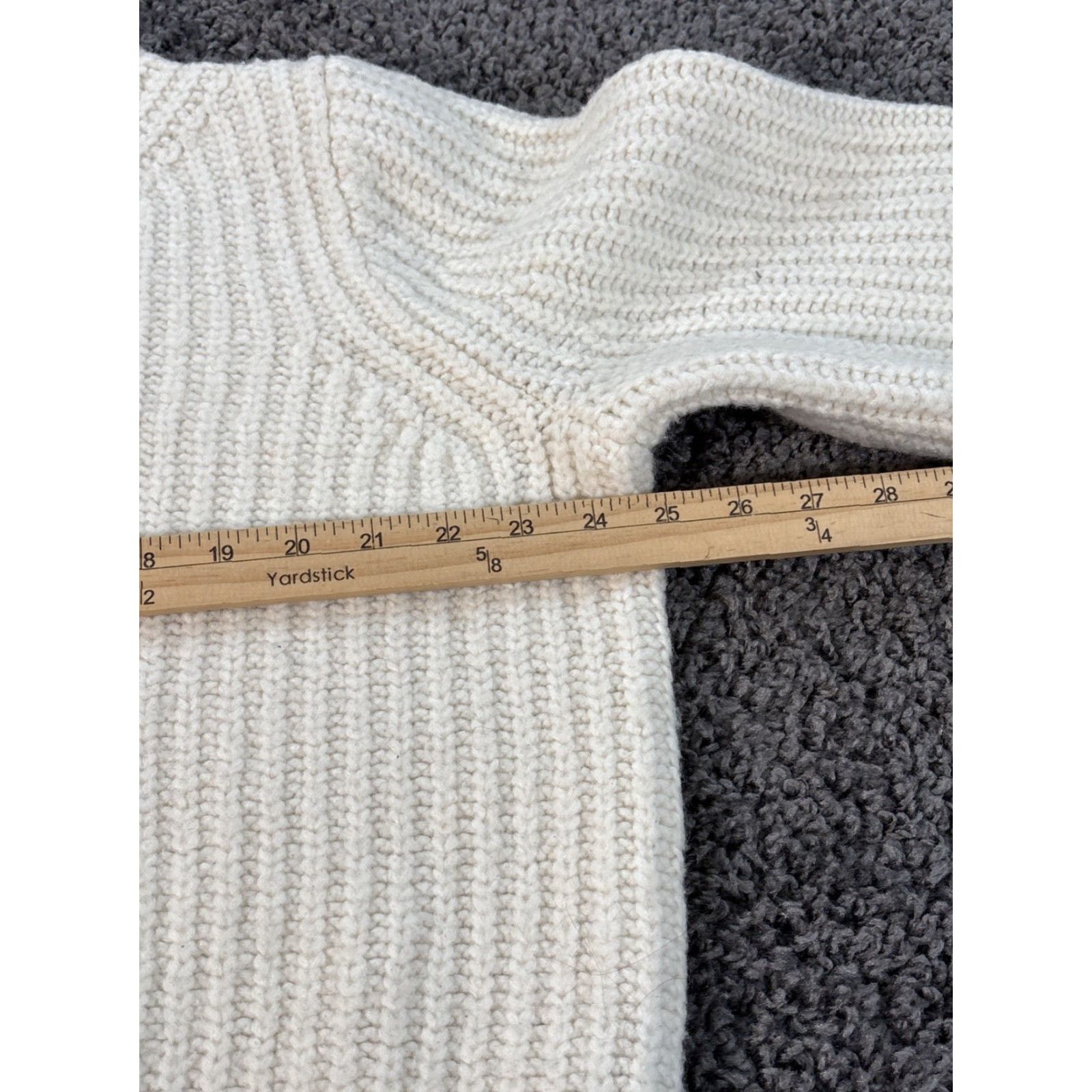 Madewell Madewell Sweater Women’s XL White Chunky-Knit Wool-Blend Mock Neck Fisherman Sweatshirt Pullover Women's Size XL / US 12-14 / IT 48-50 - 3 Thumbnail