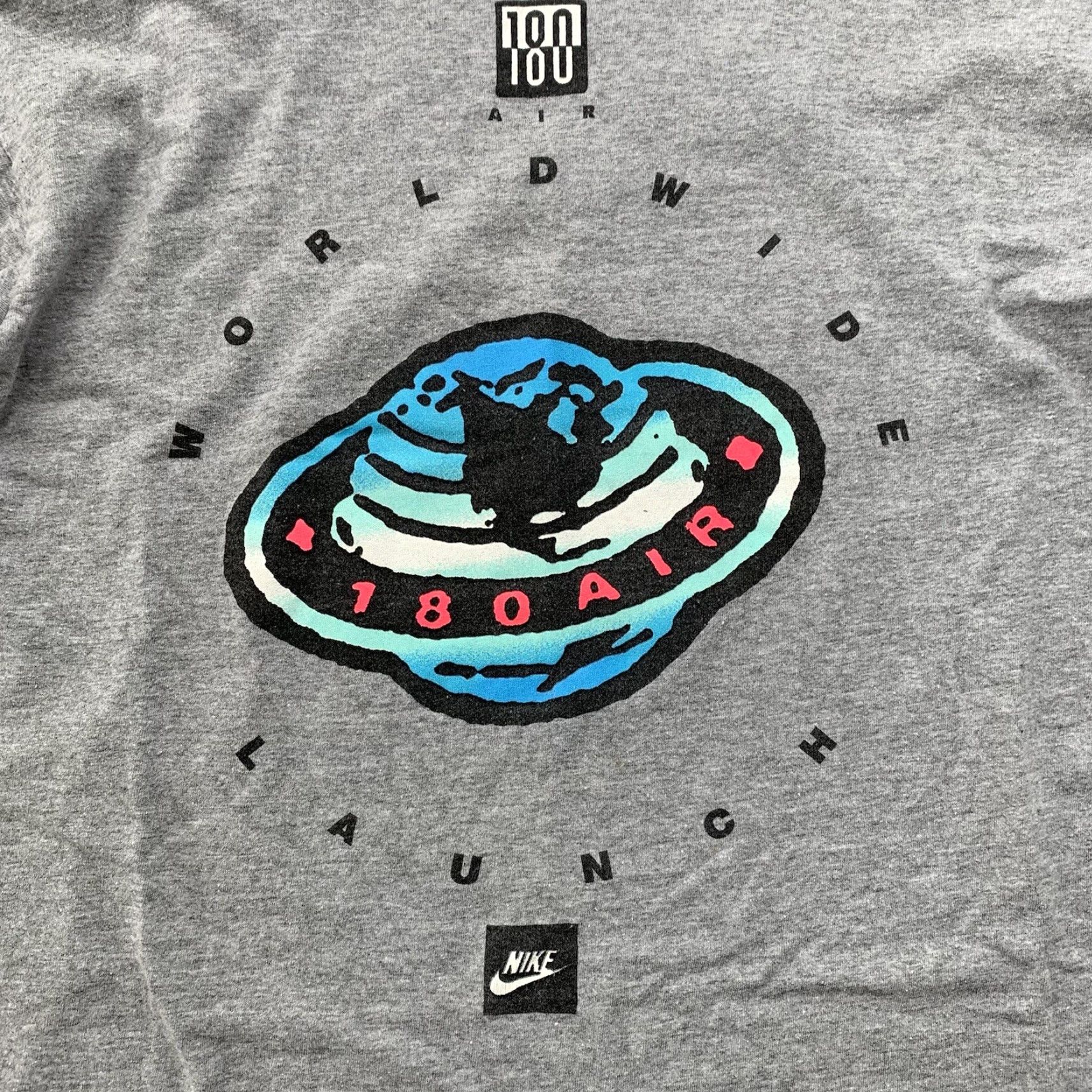 Nike VINTAGE Nike Air 180 T-Shirt L Gray Crew Neck Short Sleeve Graphic Print 90s Space Mens Size US L / EU 52-54 / 3 - 2 Thumbnail