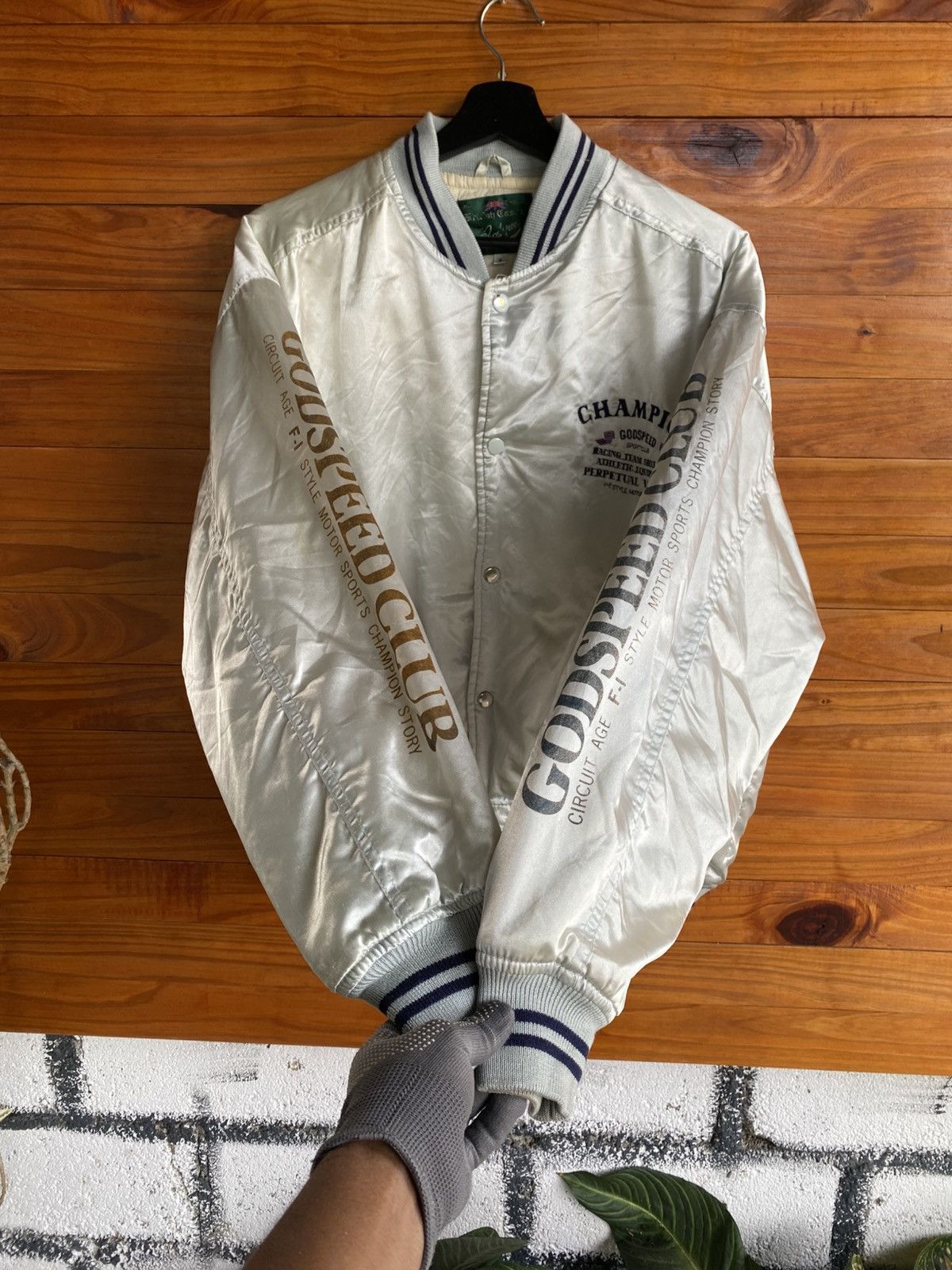 Godspeed Vintage British Club “Godspeed Champion” Satin Bomber Jacket Size US L / EU 52-54 / 3 - 8 Thumbnail
