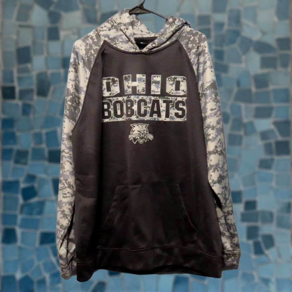 Vintage READ Colosseum Ohio University Bobcats Men's XL Gray Camo Hoodie Size US XL / EU 56 / 4 - 1 Thumbnail