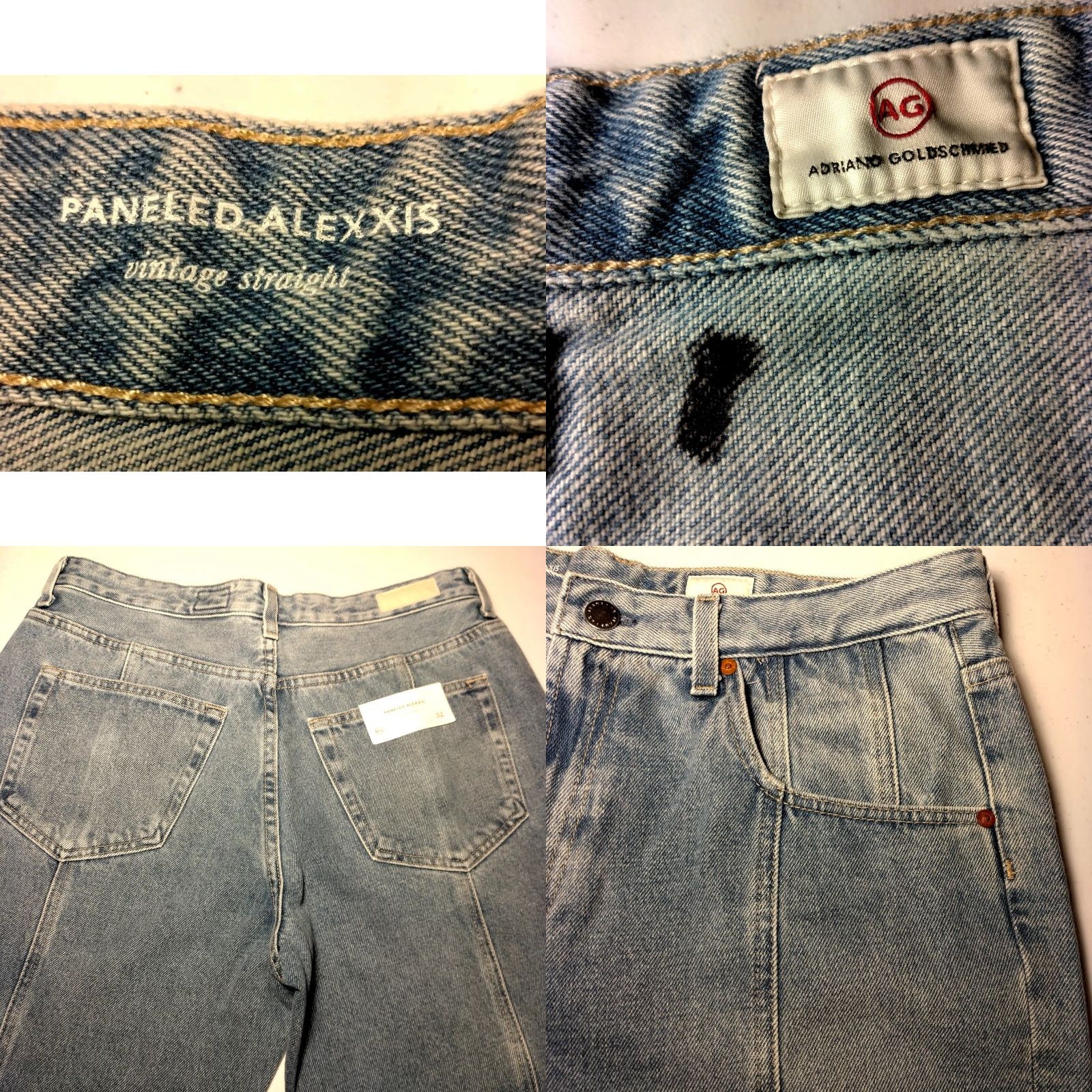 ALEXIS VINTAGE AG Adriano Goldschmied Jeans Paneled Alexxis Straight Women 32 Light Blue Denim Size 24" / US 00 / IT 34 - 8 Thumbnail