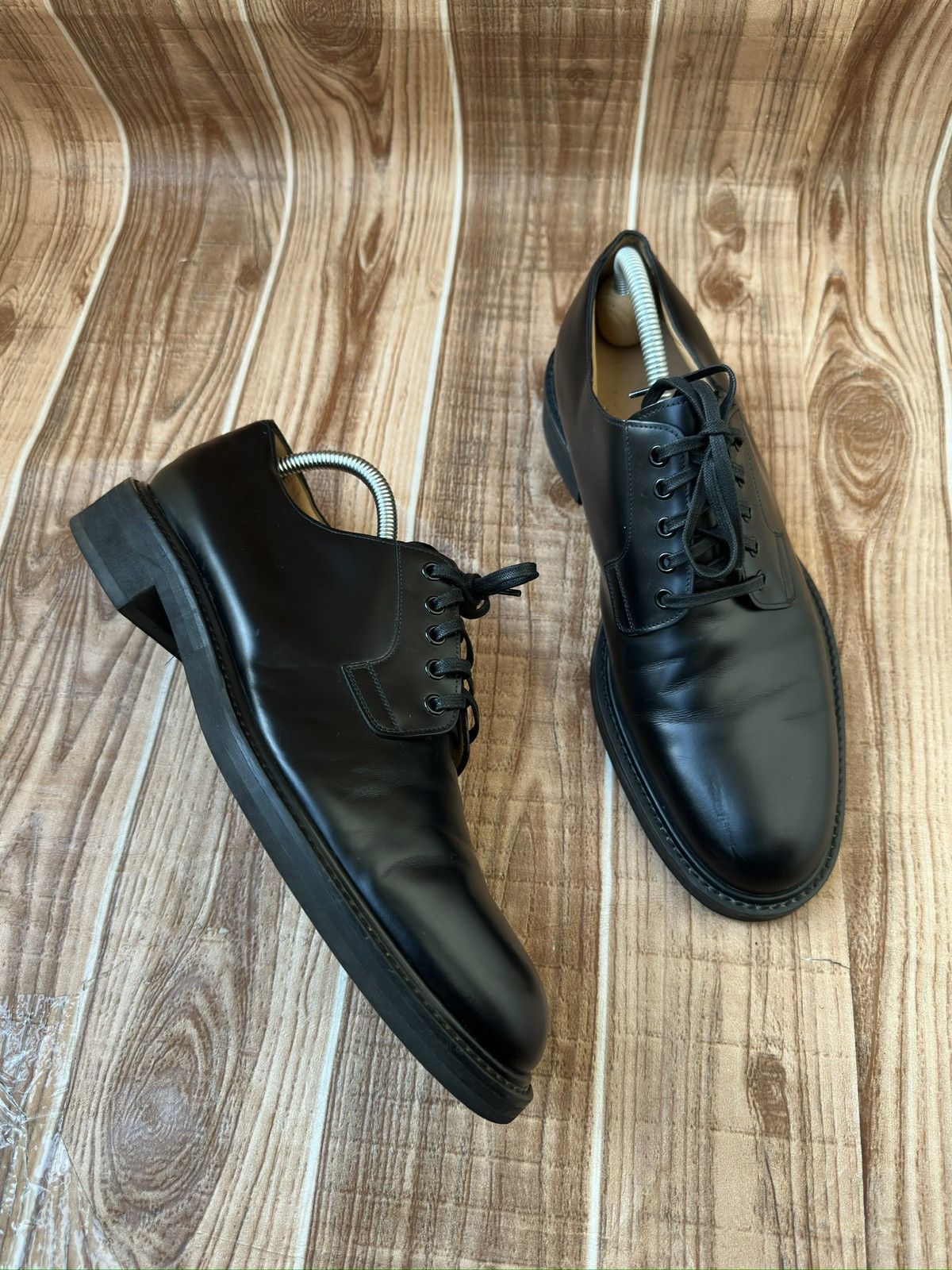 Louis Vuitton Louis Vuitton Black Leather Lace Up Derby Oxfords Size US 9 / EU 42 - 12 Thumbnail