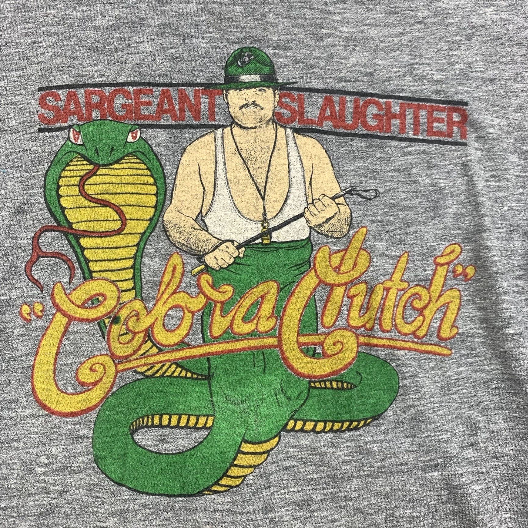 Vintage VINTAGE Sargeant Slaughter Cobra Clutch T Shirt Adult Medium Gray WWF WWE 70s Sportswear Shirt Mens 70s Wrestling Gray Size US M / EU 48-50 / 2 - 2 Thumbnail