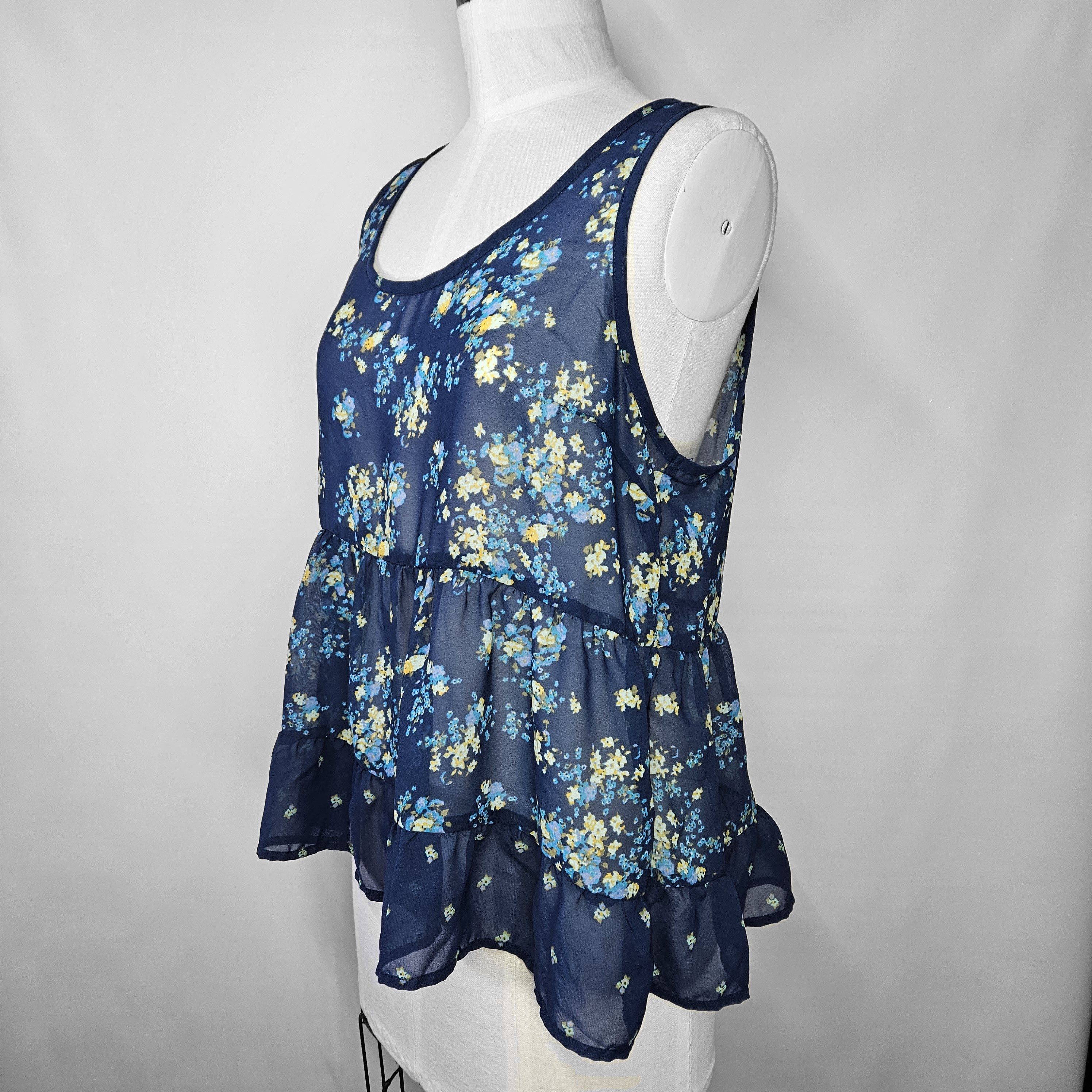 Mossimo Mossimo Size XXL Top Sheer Chiffon Ruffled Ditzy Floral Size XXL / US 16-18 / IT 52-54 - 3 Thumbnail