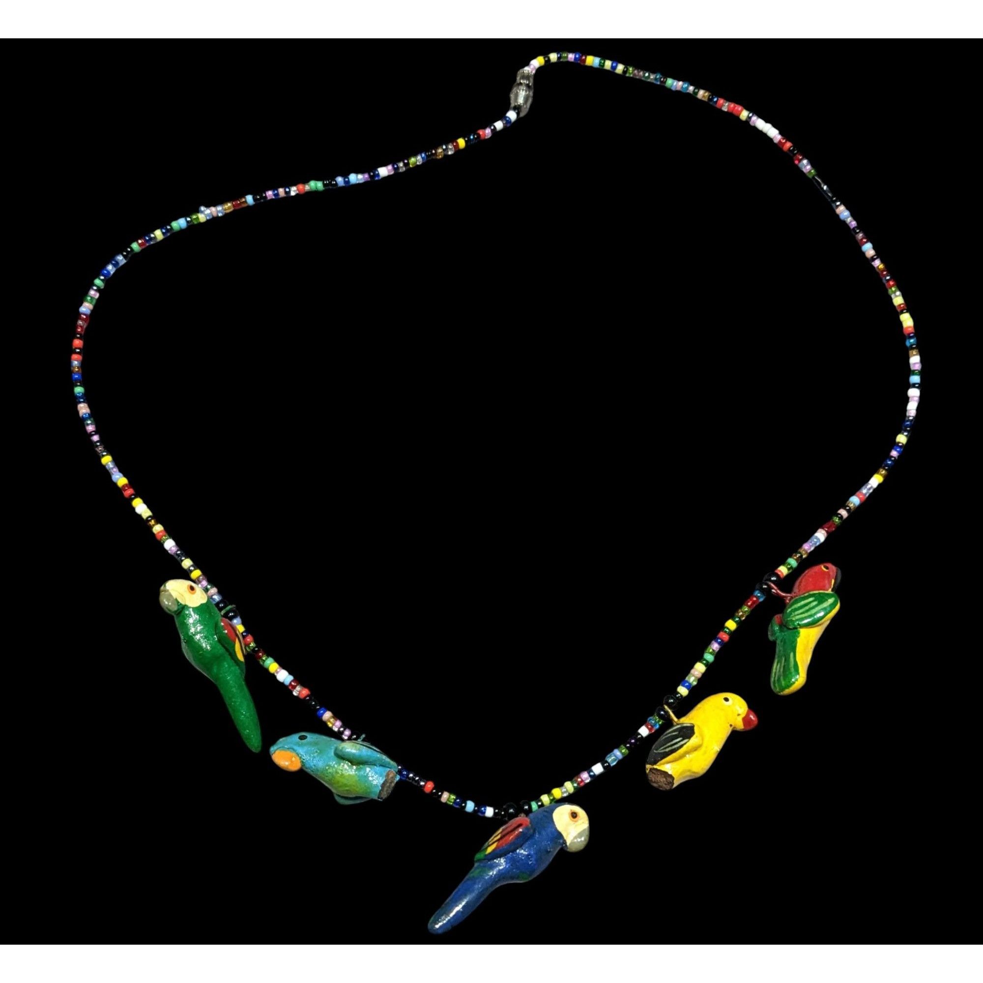 Handmade Handcrafted Parrot Necklace With Colorful Beads & Ceramic Bi Size ONE SIZE - 1 Thumbnail