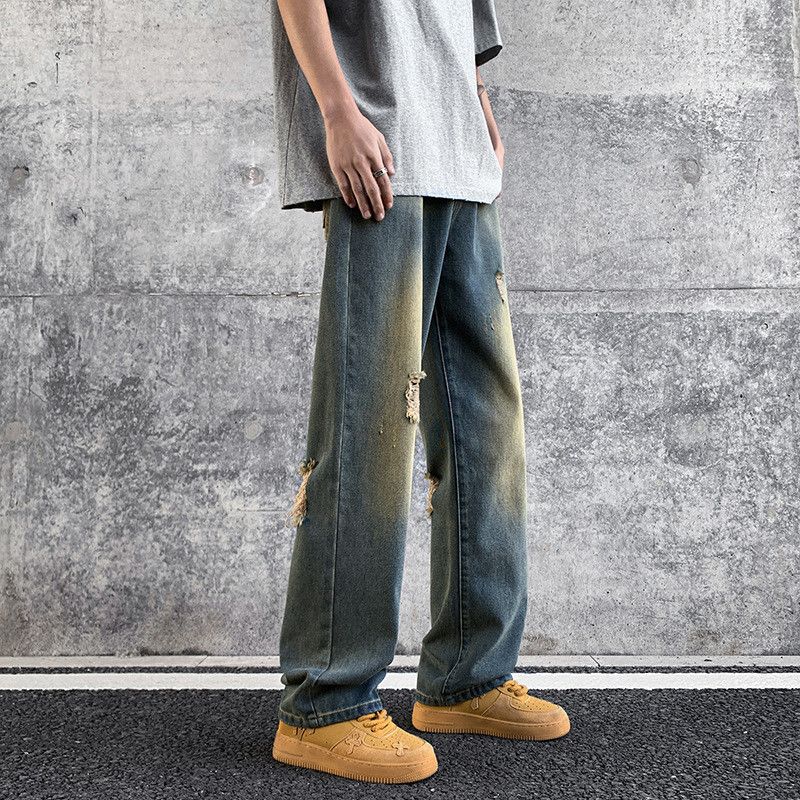 Japanese Brand Men's Retro High Street Ripped Loose Jeans Size US 32 / EU 48 - 4 Thumbnail