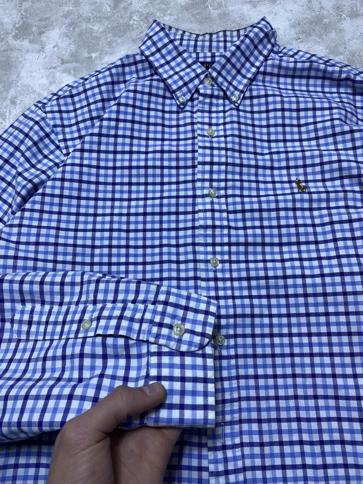 Polo Ralph Lauren Polo Ralph Lauren Vintage Blue Checkered Plaid Shirt Size US XL / EU 56 / 4 - 4 Thumbnail