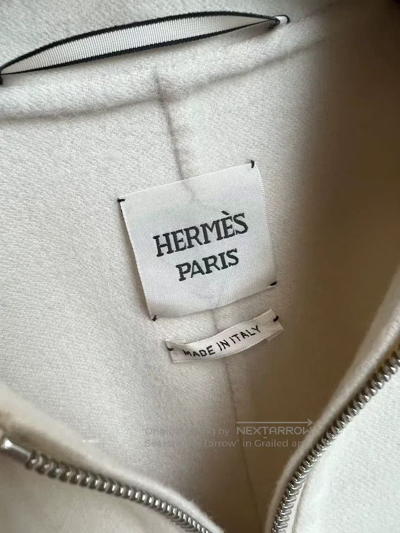 Hermes Hermes Cashmere Coat, Cream White, Pig Nose Button Style Size XXS / US 00 / IT 34 - 4 Thumbnail