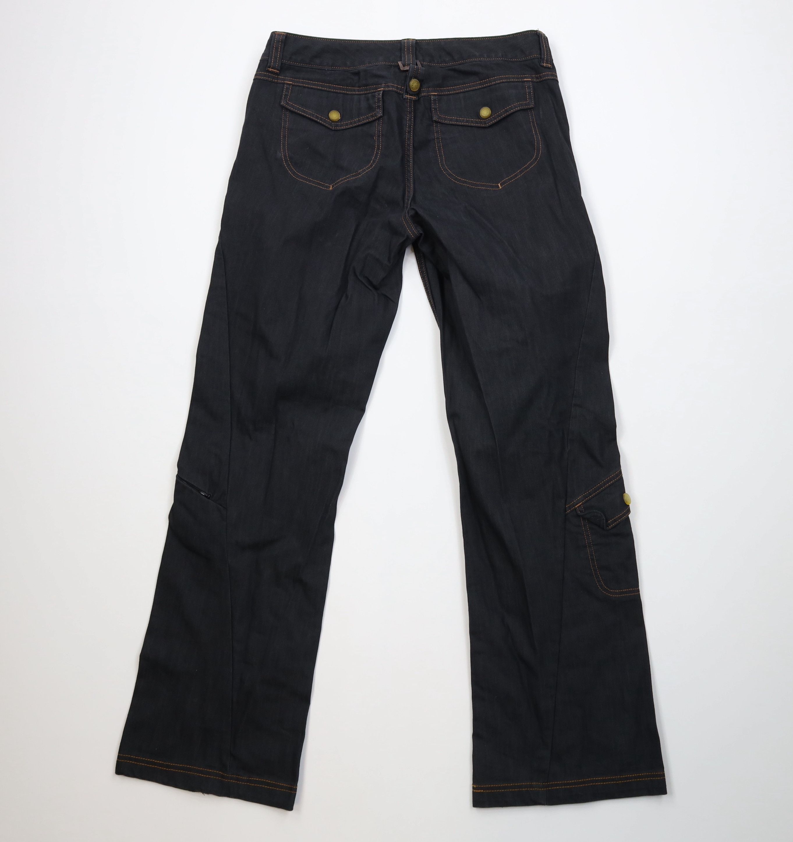 Athleta Faded Flared Wide Leg Denim Cargo Jeans Pants Indigo